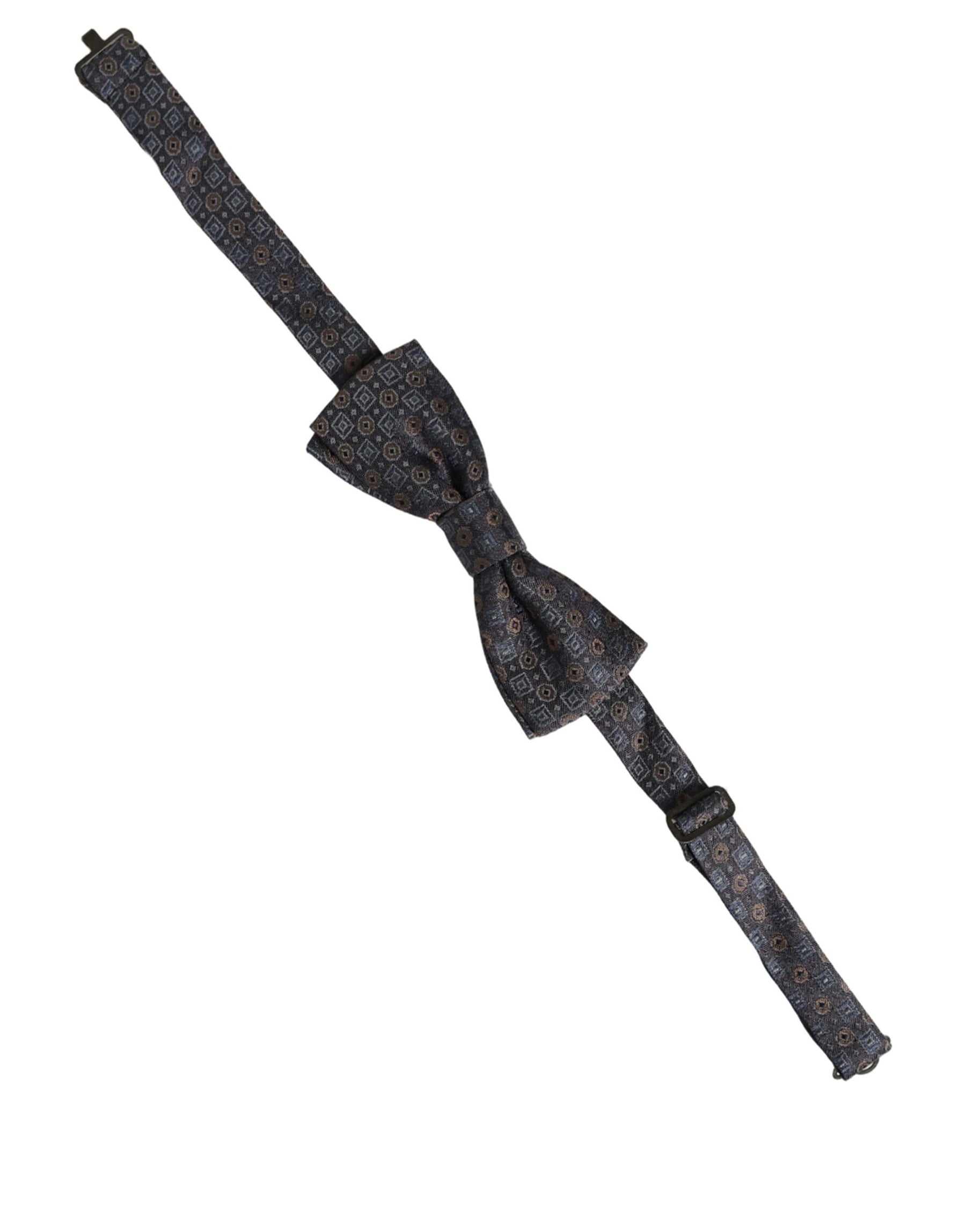 Dolce & Gabbana Men Dark Gray Geometric Adjustable Neck Bow Tie | Regal Royce