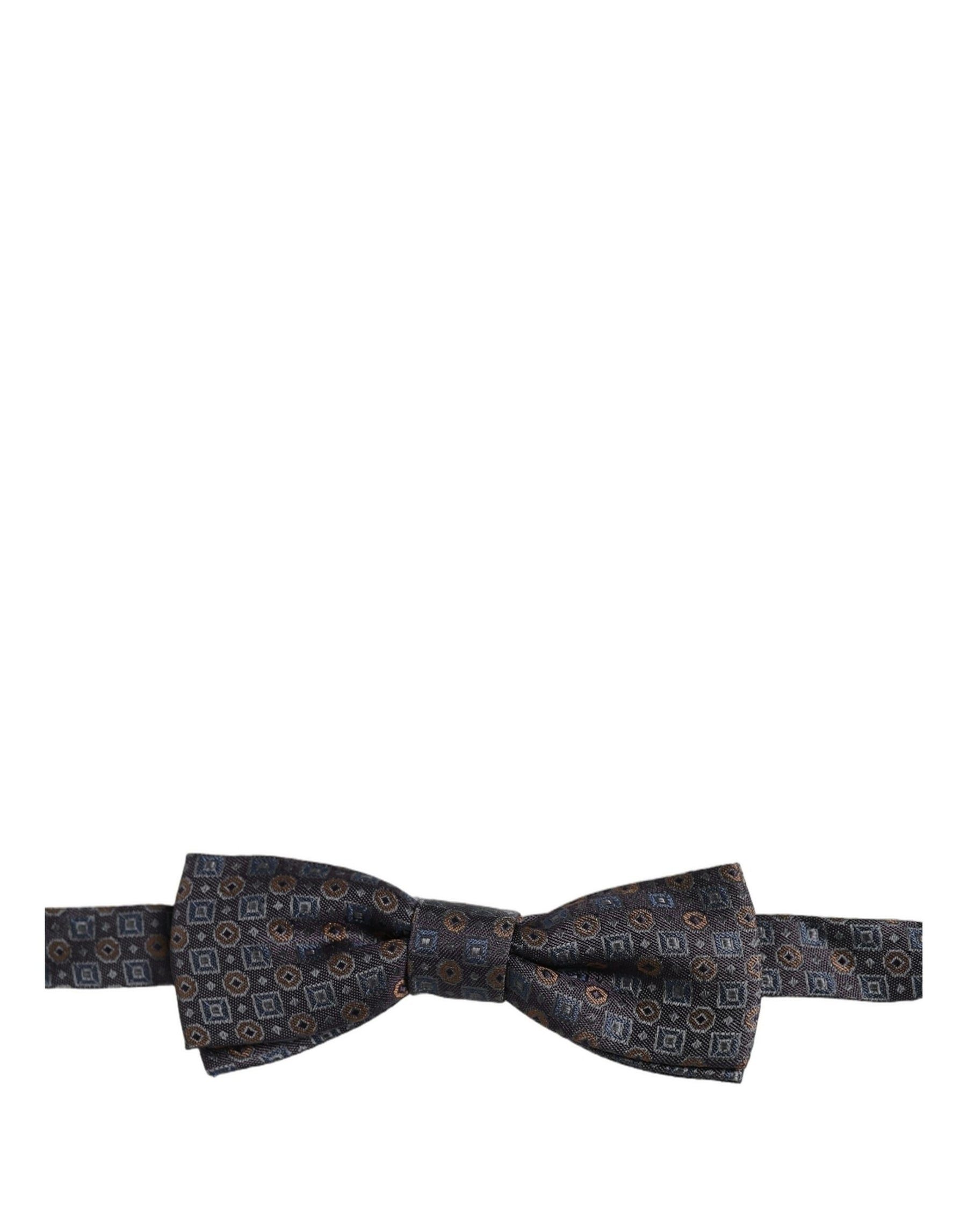 Dolce & Gabbana Men Dark Gray Geometric Adjustable Neck Bow Tie | Regal Royce