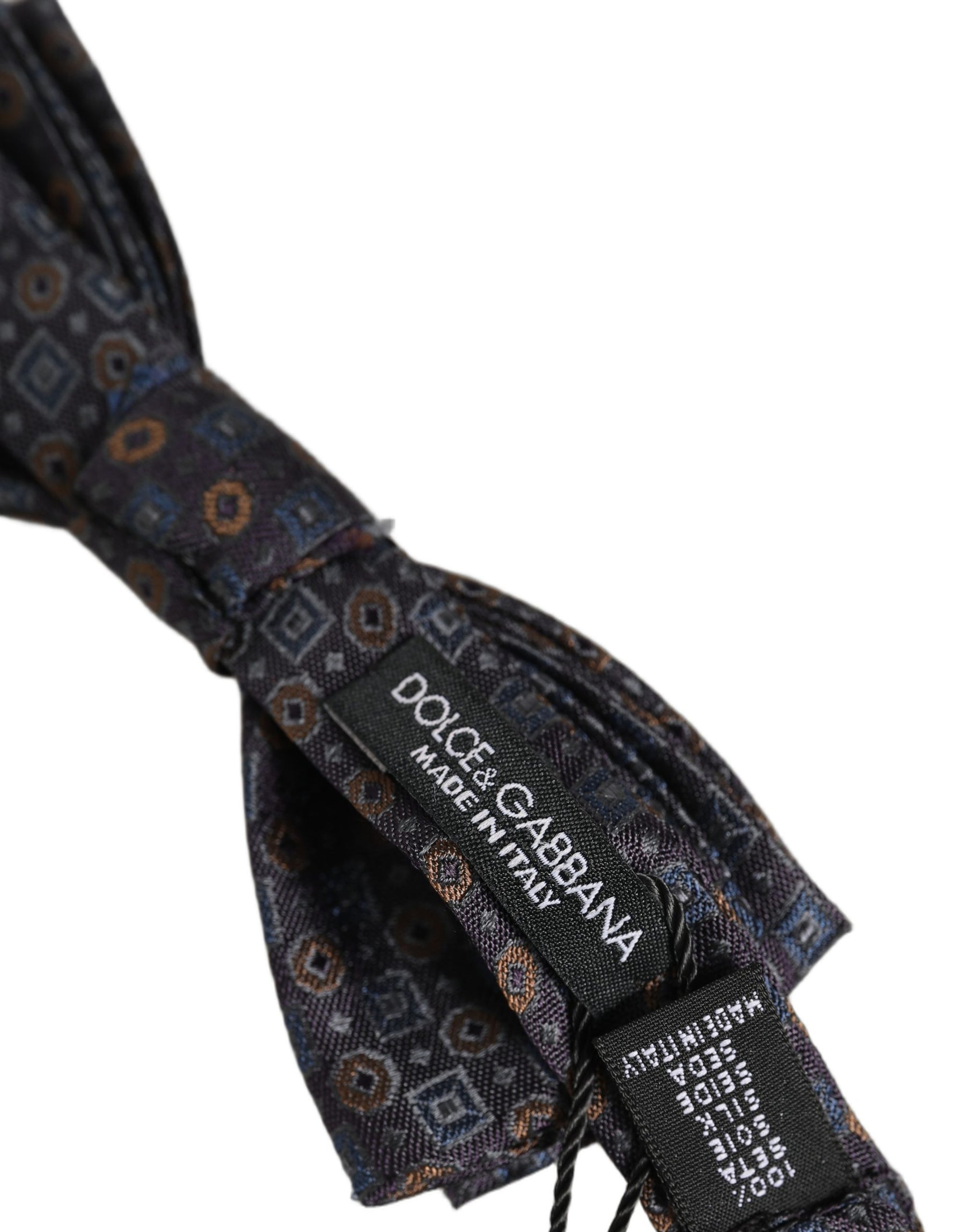 Dolce & Gabbana Men Dark Gray Geometric Adjustable Neck Bow Tie | Regal Royce