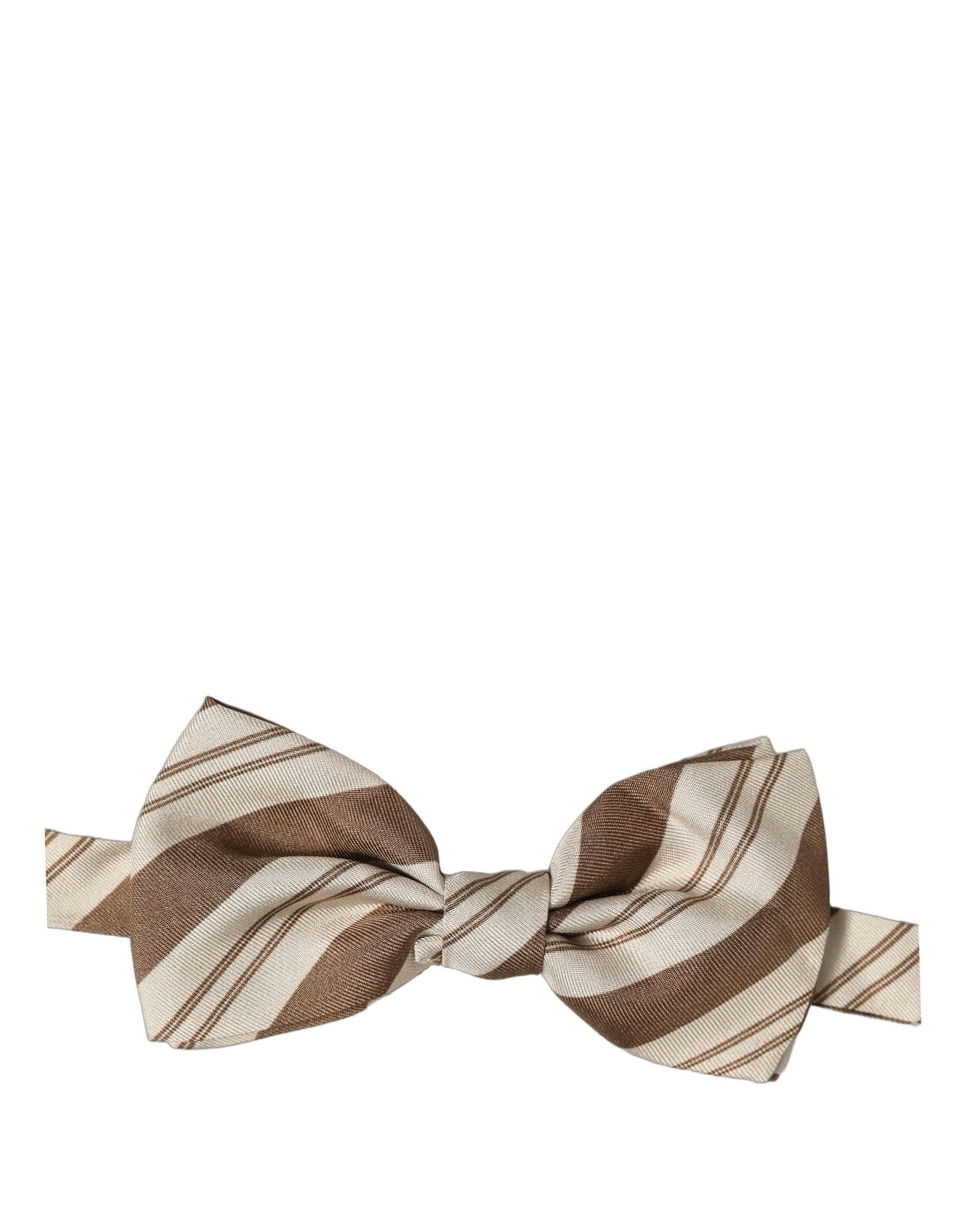 Dolce & Gabbana Men Brown Beige Stripes Adjustable Neck Papillon Bow Tie | Regal Royce
