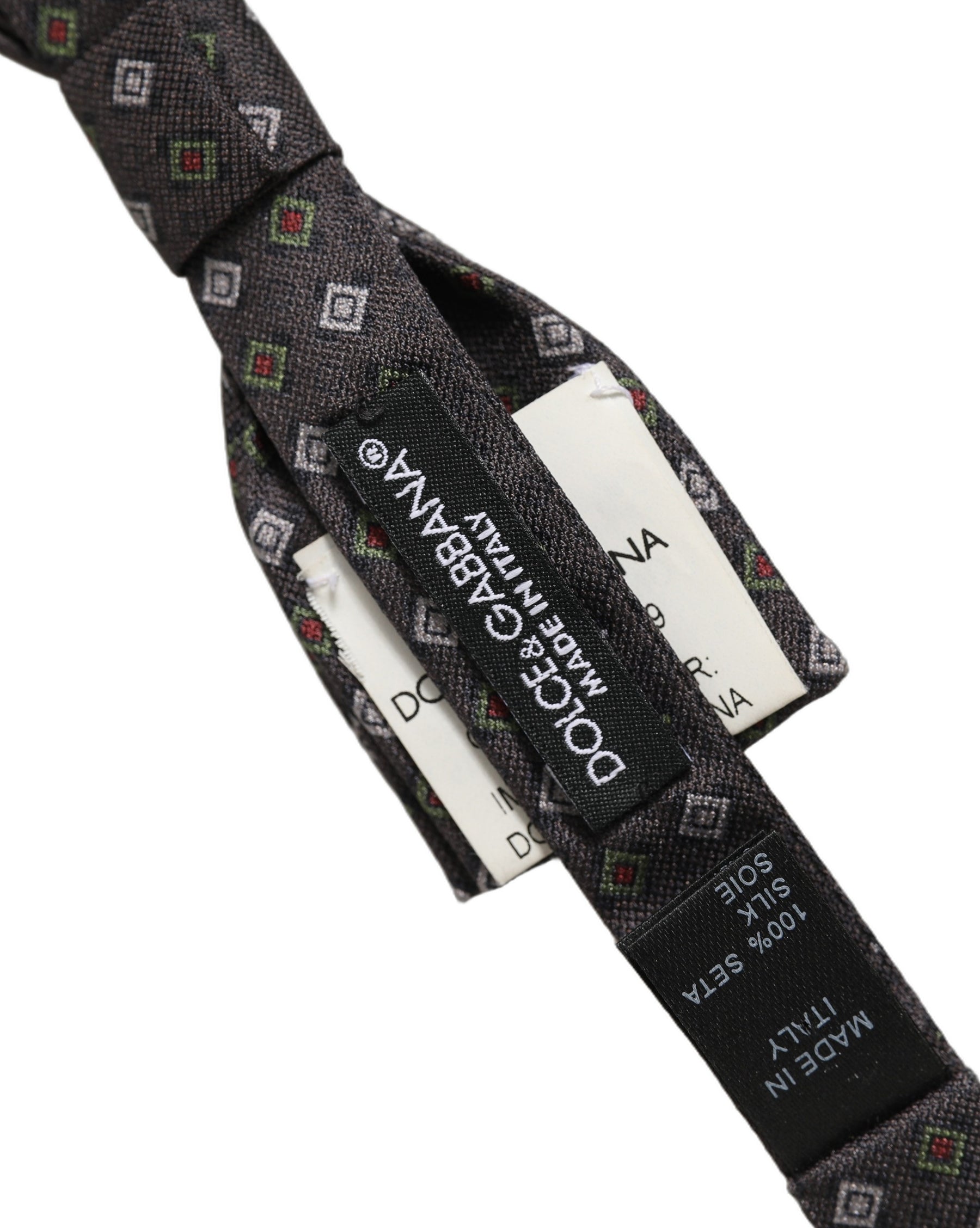 Dolce & Gabbana Men Dark Gray Geometric Adjustable Bow Tie | Regal Royce