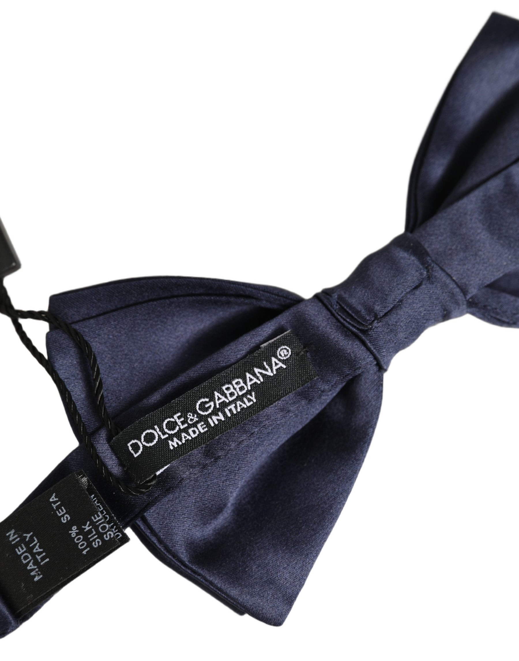 Dolce & Gabbana Dark Blue 100% Silk Adjustable Neck Papillon Bow Tie | Regal Royce