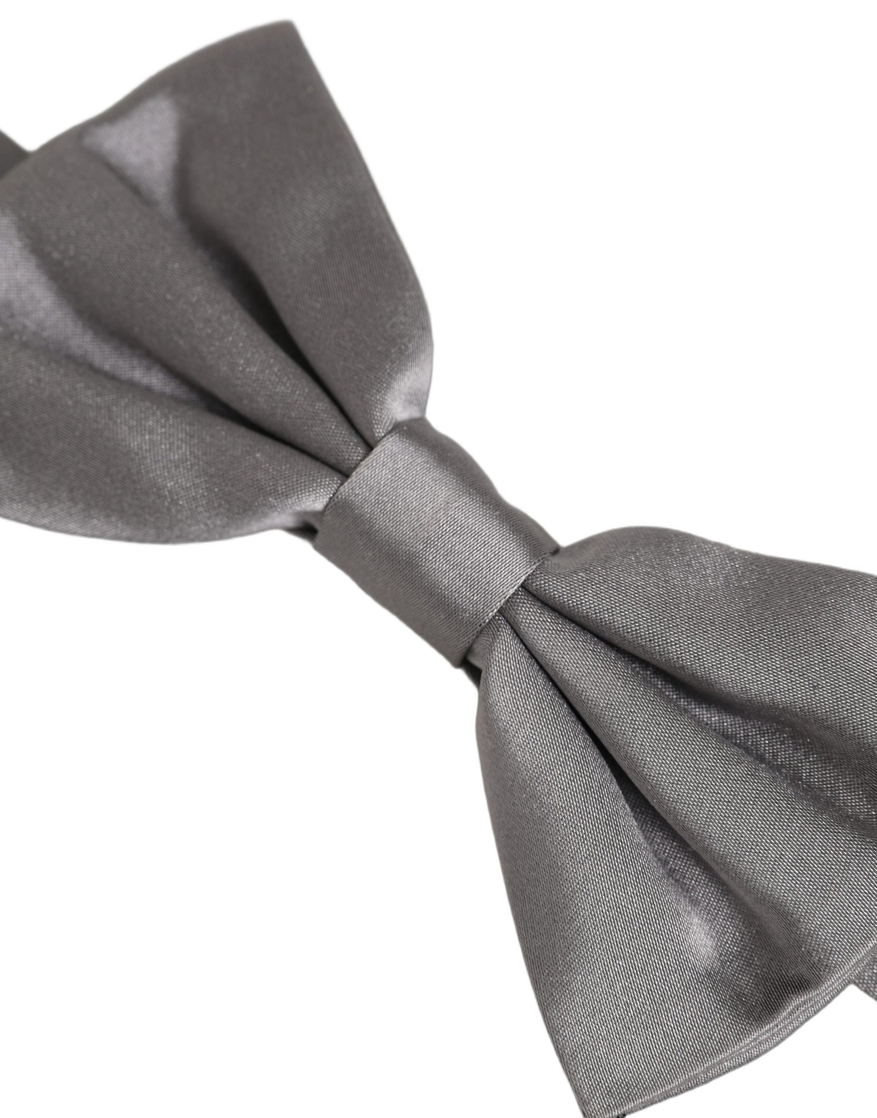 Dolce & Gabbana Men Gray 100% Silk Adjustable Neck Papillon Bow Tie | Regal Royce