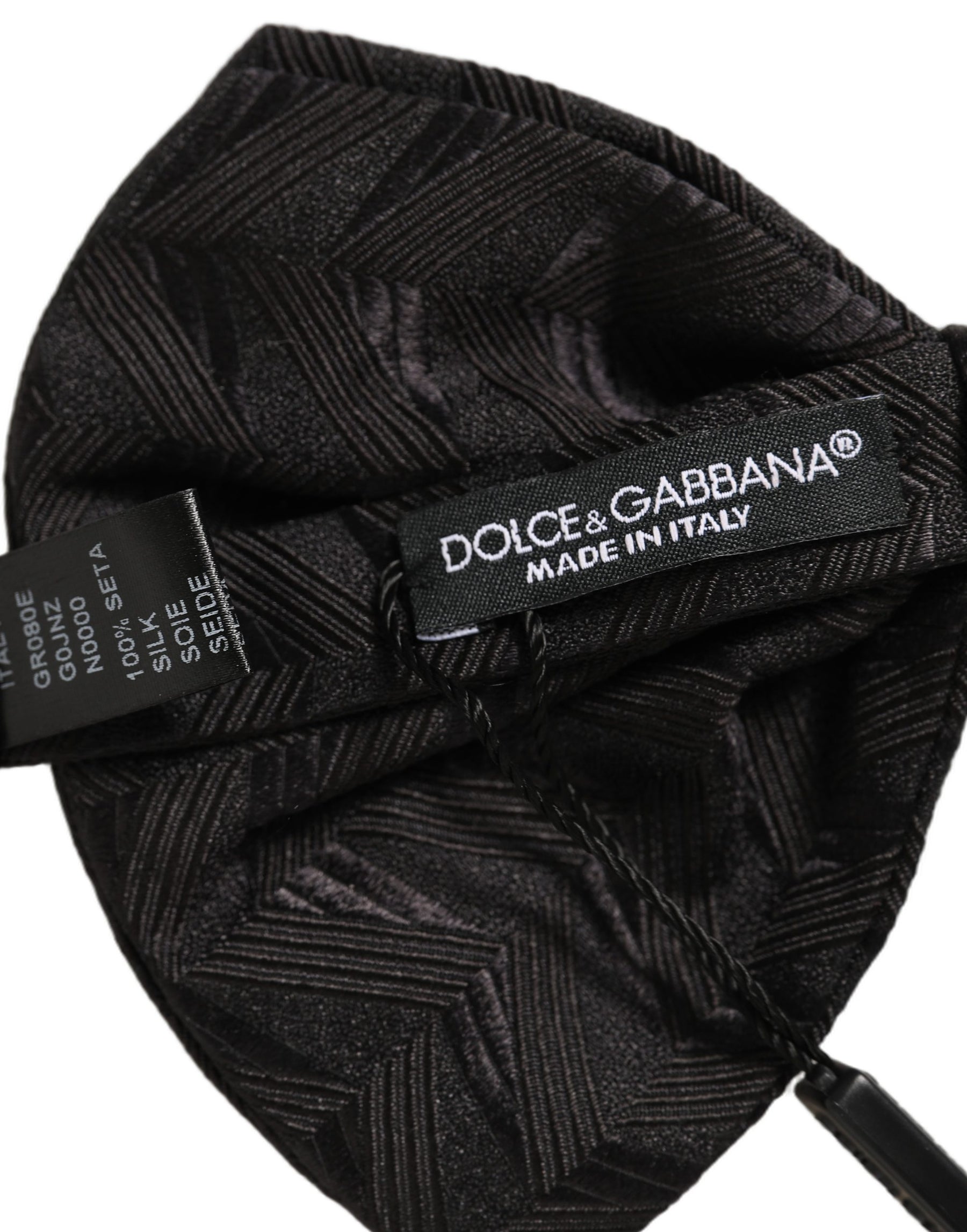 Dolce & Gabbana Men Black Patterned Adjustable Neck Papillon Bow Tie | Regal Royce