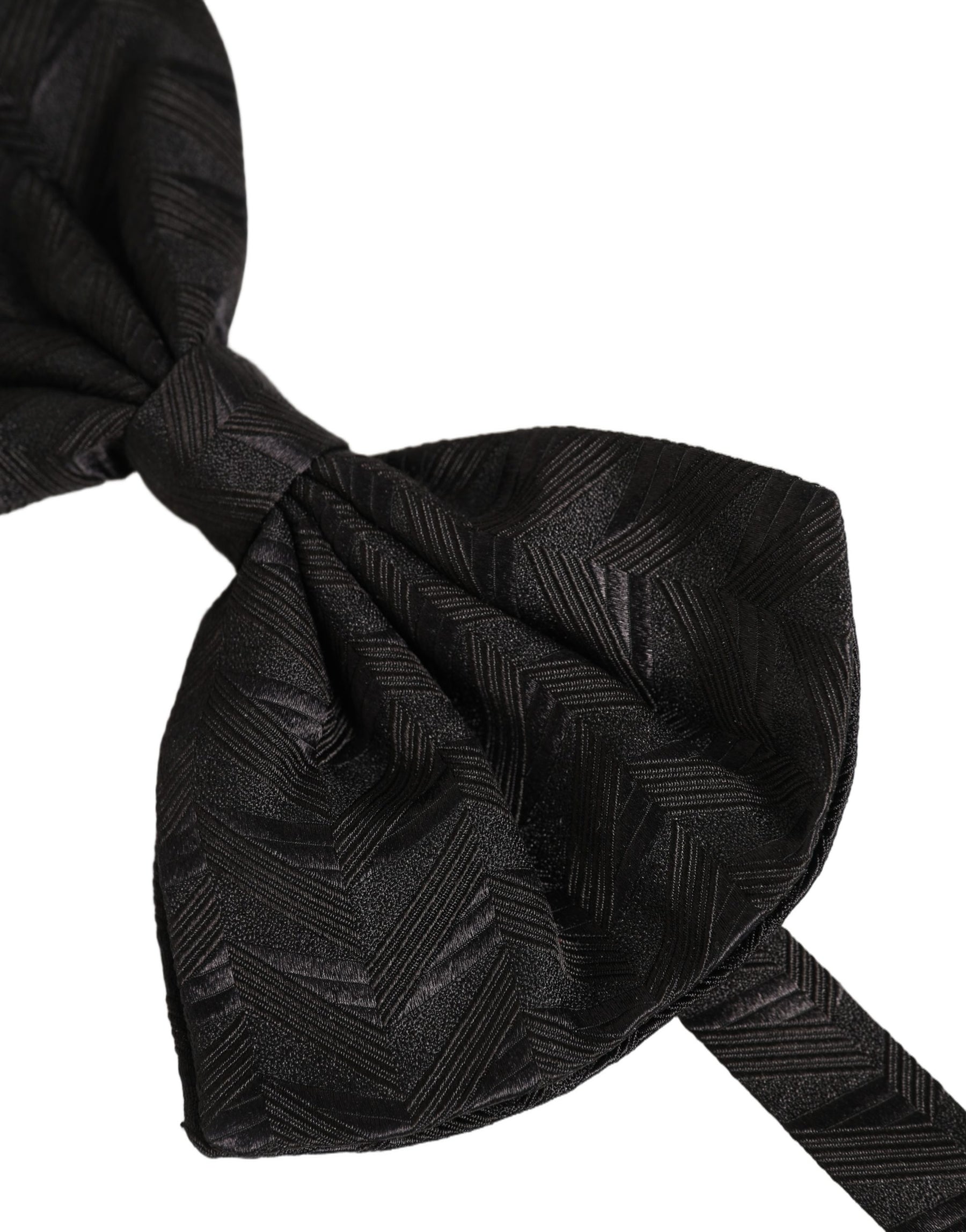 Dolce & Gabbana Men Black Patterned Adjustable Neck Papillon Bow Tie | Regal Royce