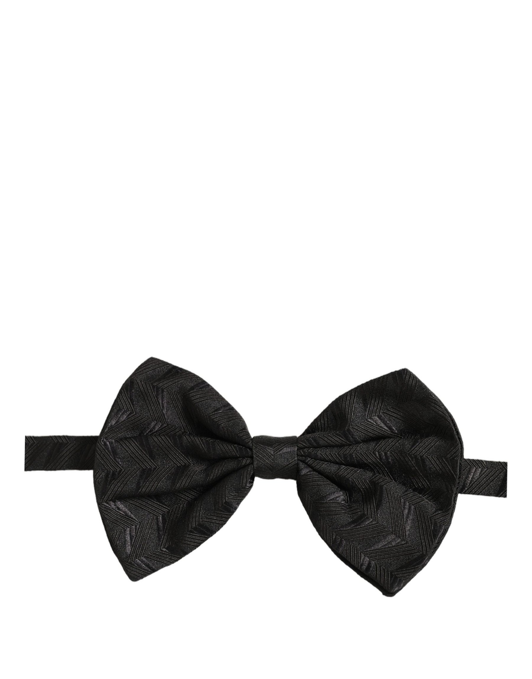 Dolce & Gabbana Men Black Patterned Adjustable Neck Papillon Bow Tie | Regal Royce