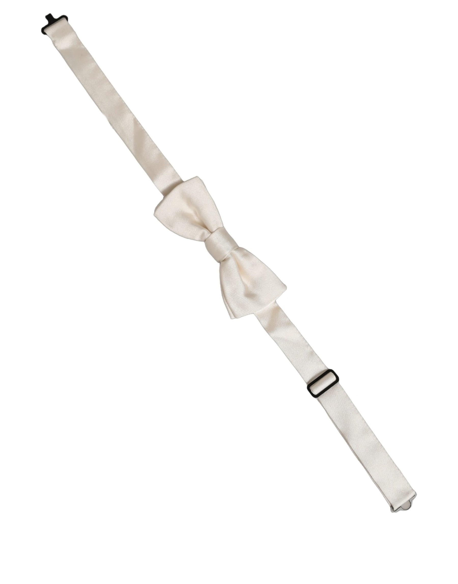 Dolce & Gabbana Men Off White 100% Silk Adjustable Neck Papillon Bow Tie | Regal Royce