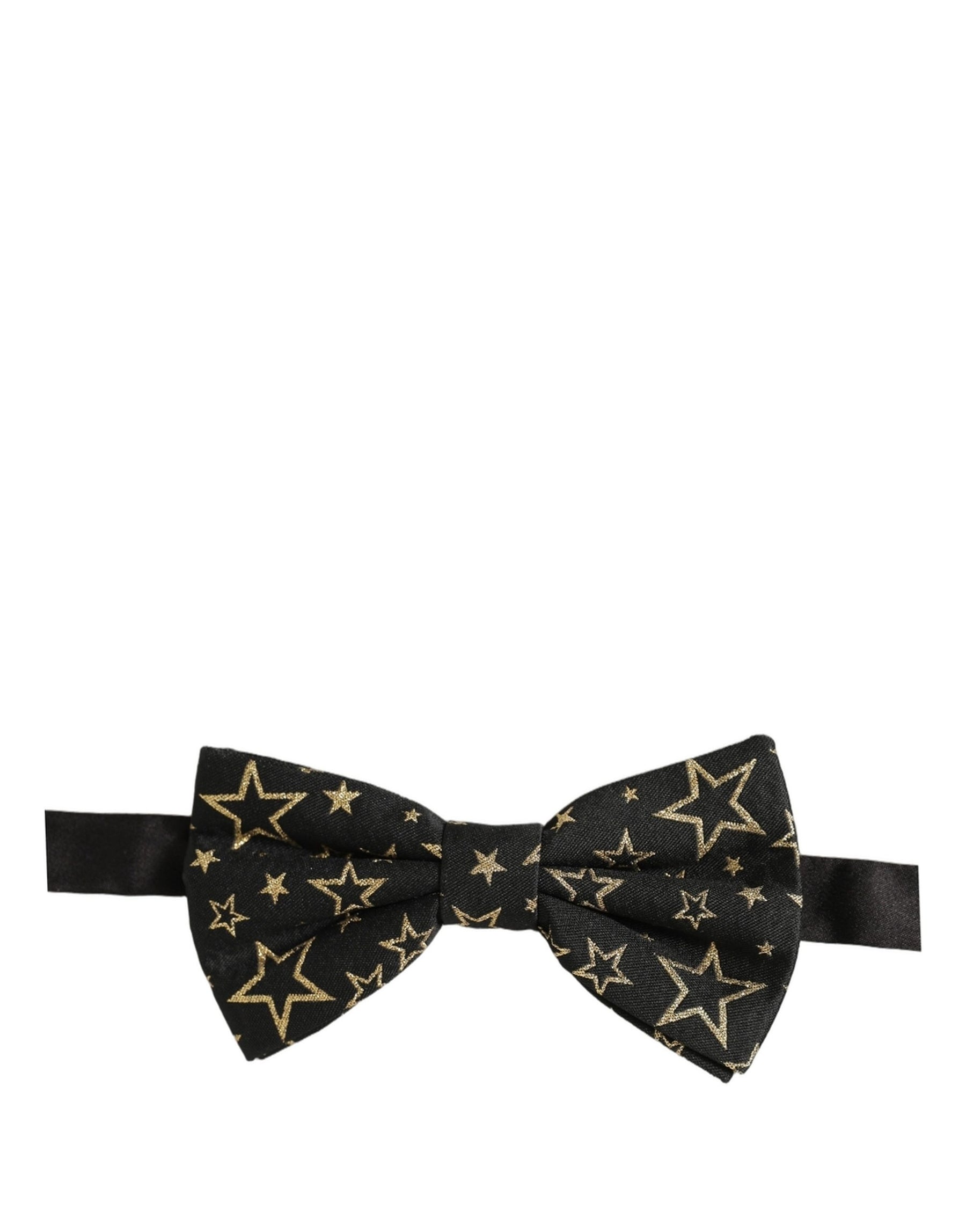 Dolce & Gabbana Men Black Star 100% Silk Adjustable Neck Papillon Bow Tie | Regal Royce