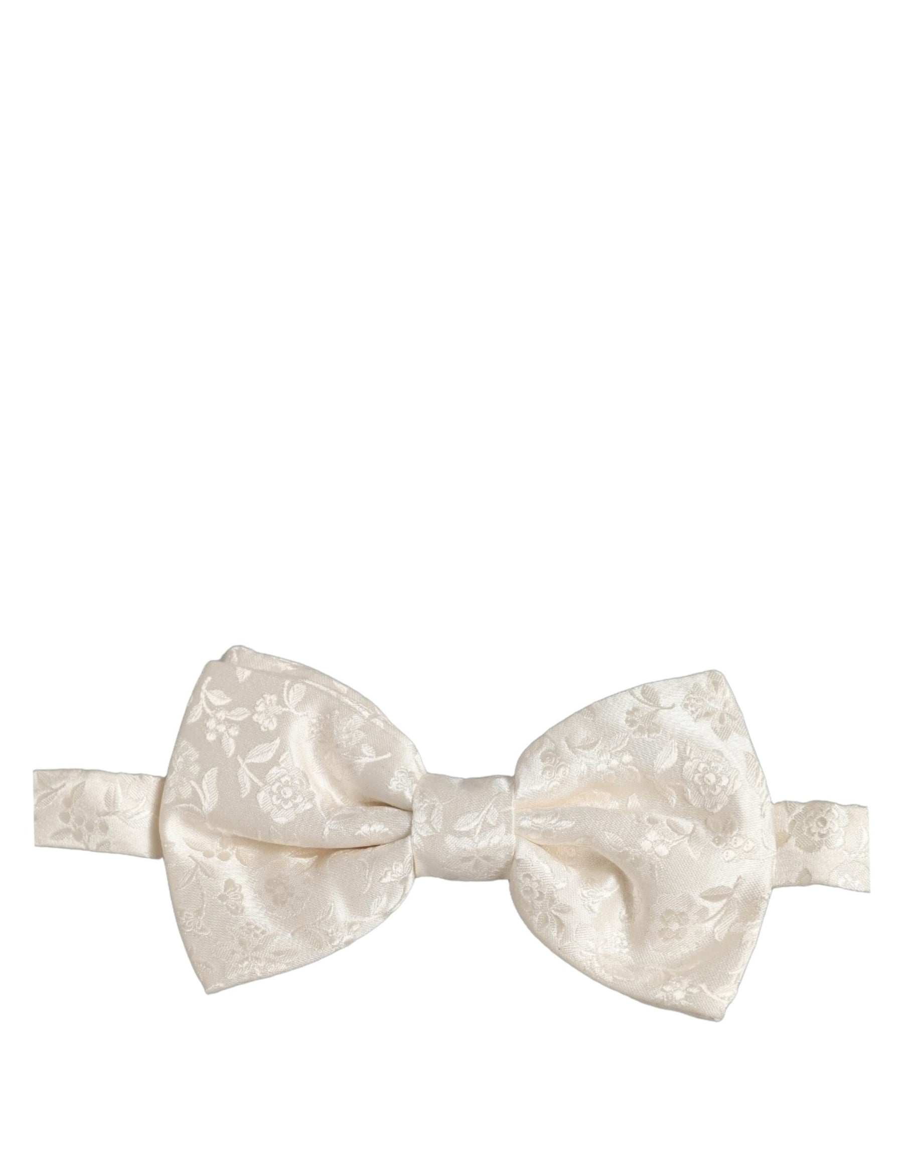 Dolce & Gabbana Men White Floral Silk Adjustable Neck Papillon BowTie | Regal Royce