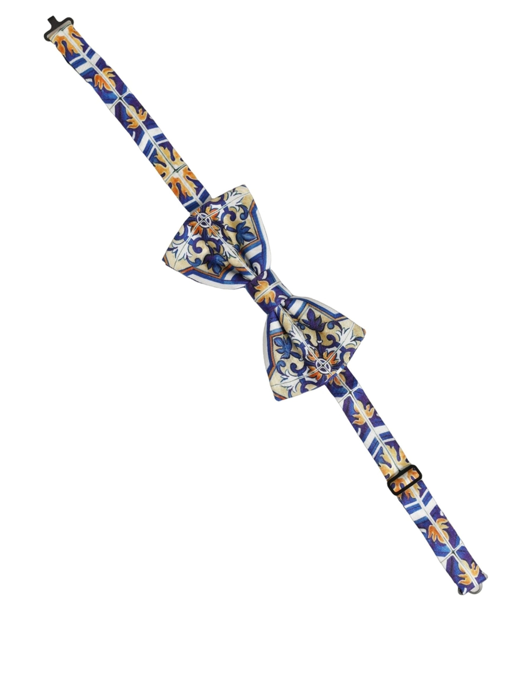 Dolce & Gabbana Men Multicolor Majolica Adjustable Neck Papillon Bow Tie | Regal Royce
