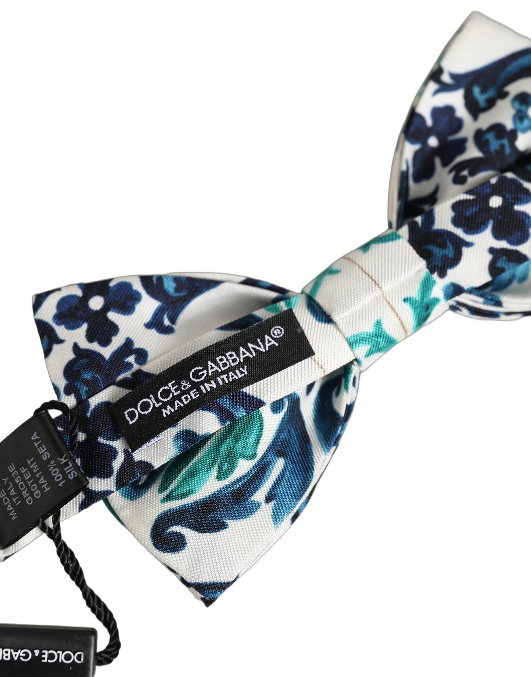 Dolce & Gabbana Men White Sicilian Silk Adjustable Neck Papillon Bow Tie | Regal Royce