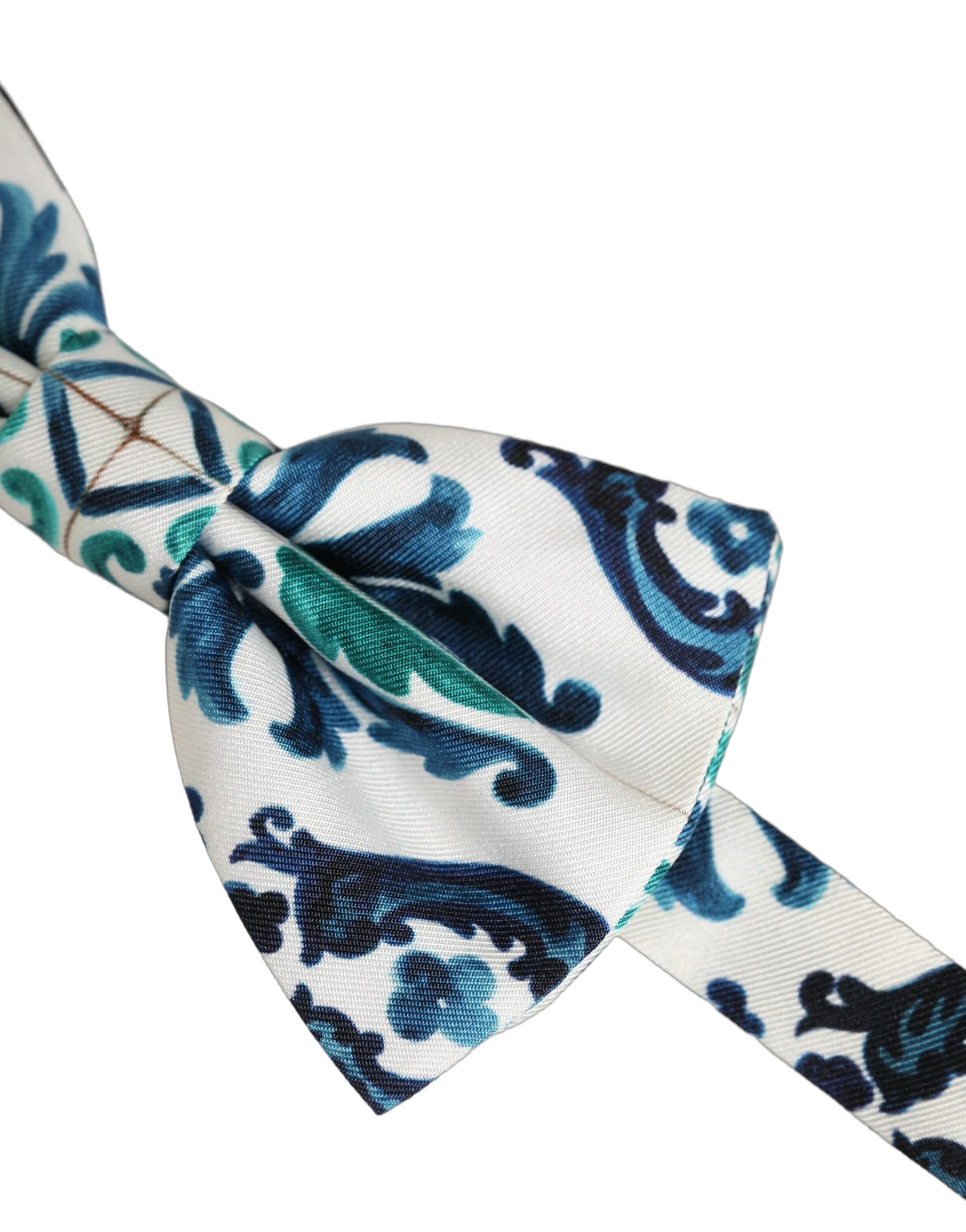 Dolce & Gabbana Men White Sicilian Silk Adjustable Neck Papillon Bow Tie | Regal Royce