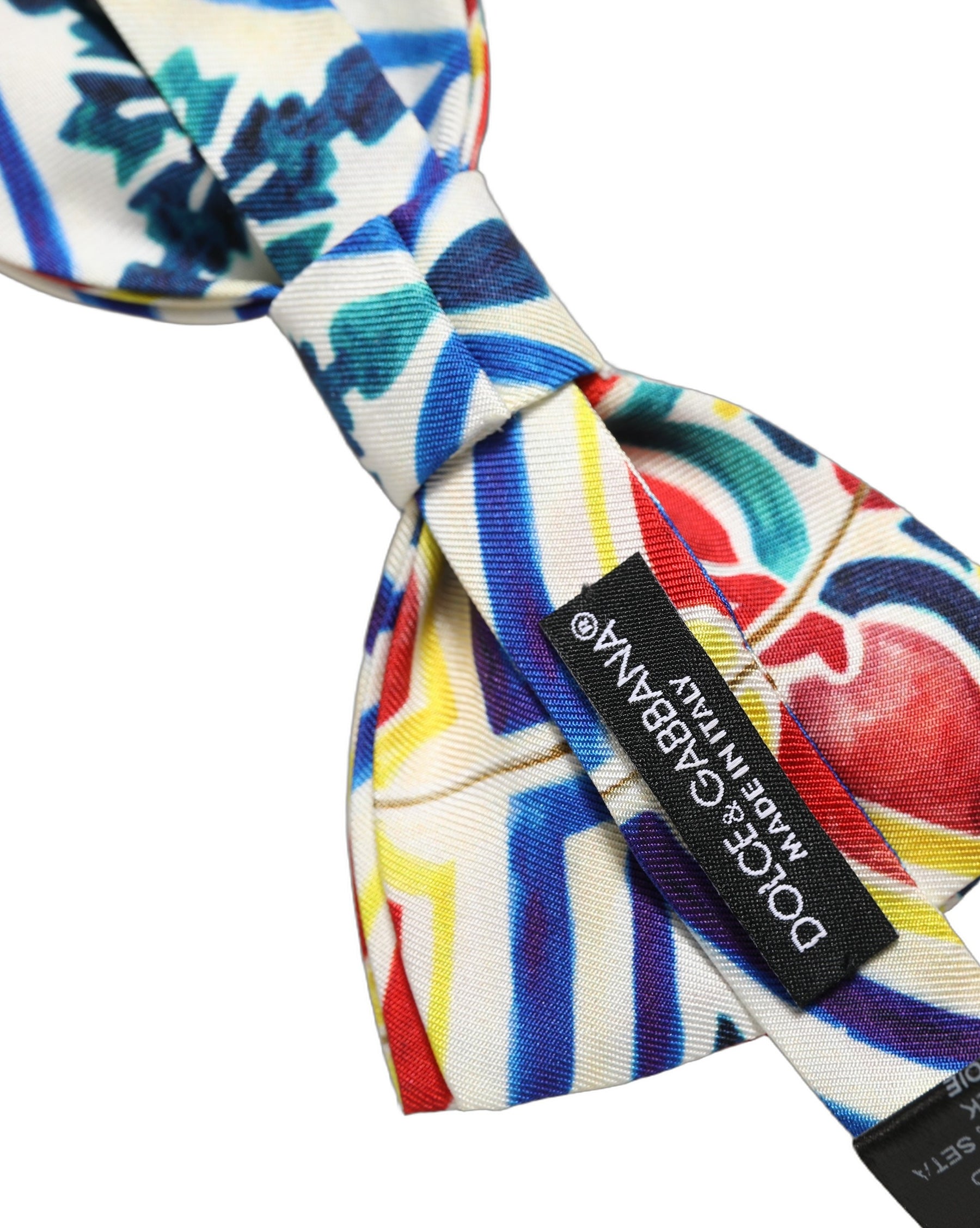 Dolce & Gabbana Men Multicolor Majolica Adjustable Neck Papillon Bow Tie | Regal Royce
