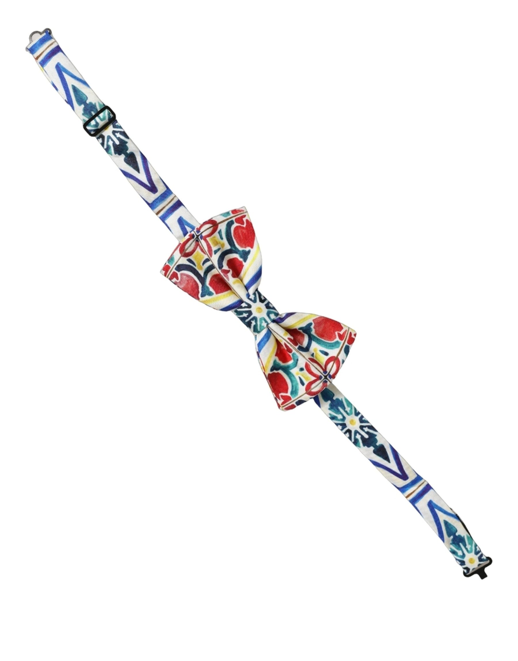 Dolce & Gabbana Men Multicolor Majolica Adjustable Neck Papillon Bow Tie | Regal Royce