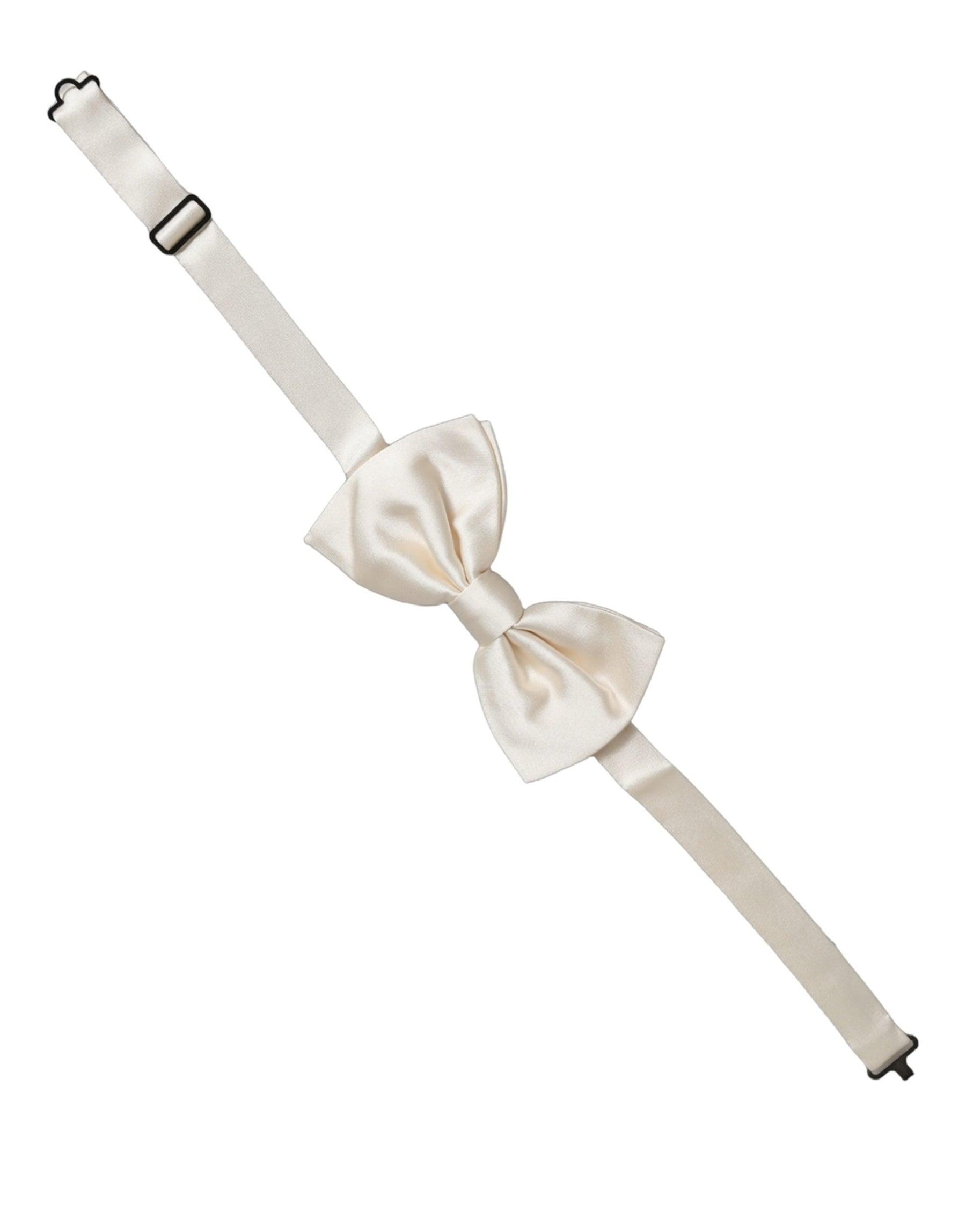 Dolce & Gabbana Men White 100% Silk Adjustable Neck Papillon Bow Tie | Regal Royce