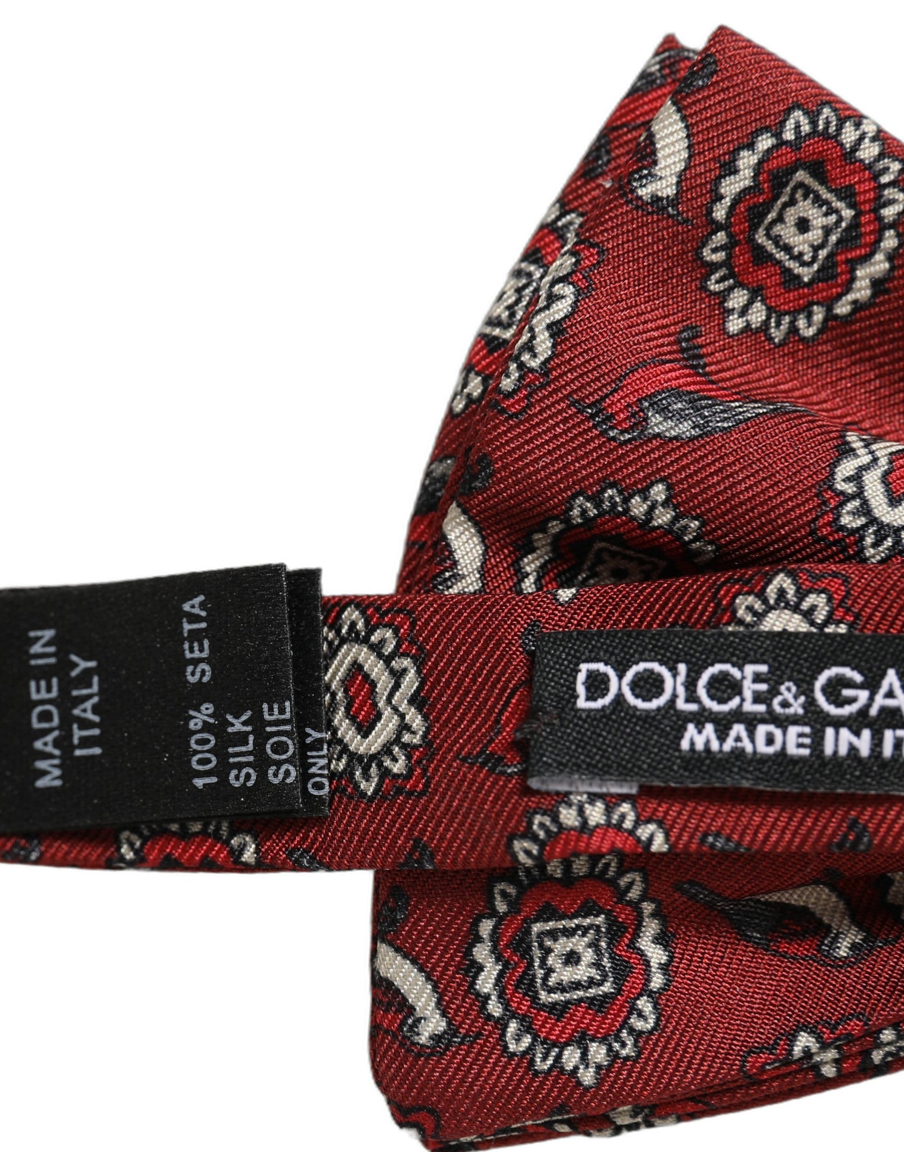 Dolce & Gabbana Men Bordeaux Floral Adjustable Neck Papillon Bow Tie | Regal Royce