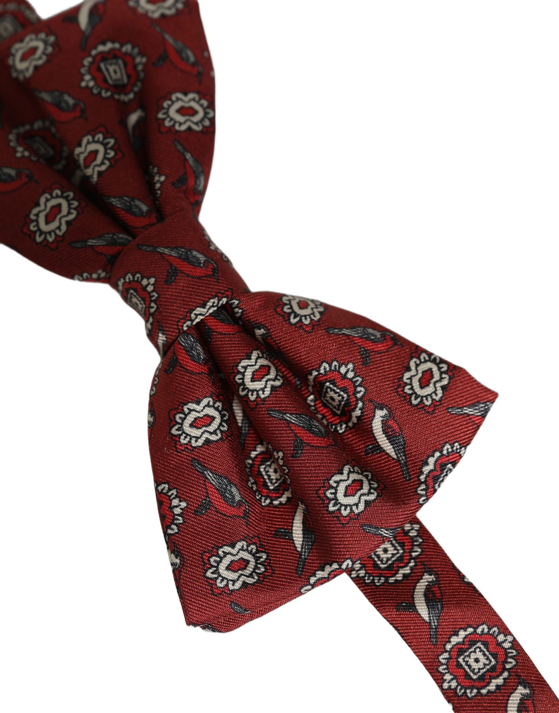 Dolce & Gabbana Men Bordeaux Floral Adjustable Neck Papillon Bow Tie | Regal Royce