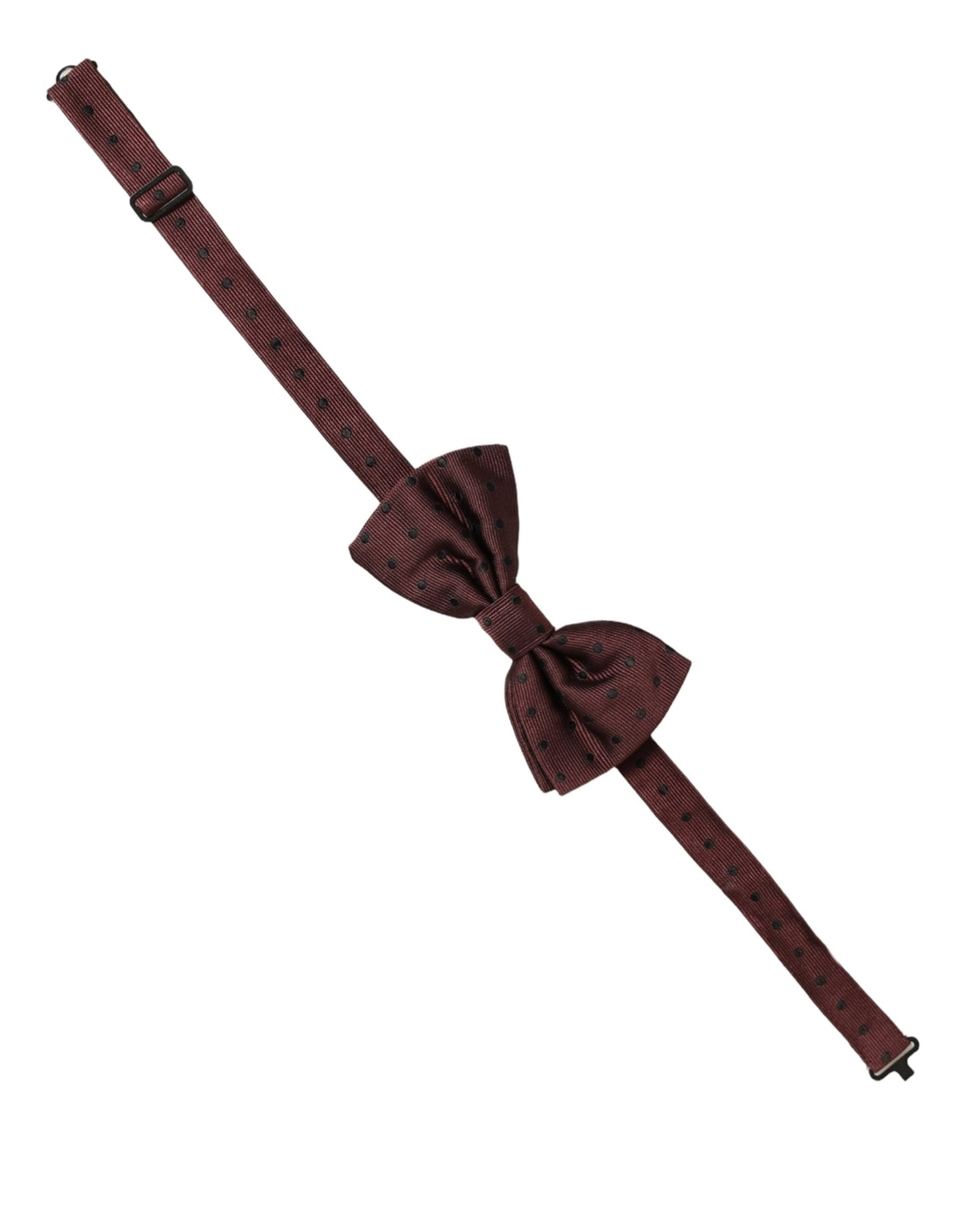 Dolce & Gabbana Burgundy Polka Dot Silk Adjustable Neck Papillon Bow Tie | Regal Royce