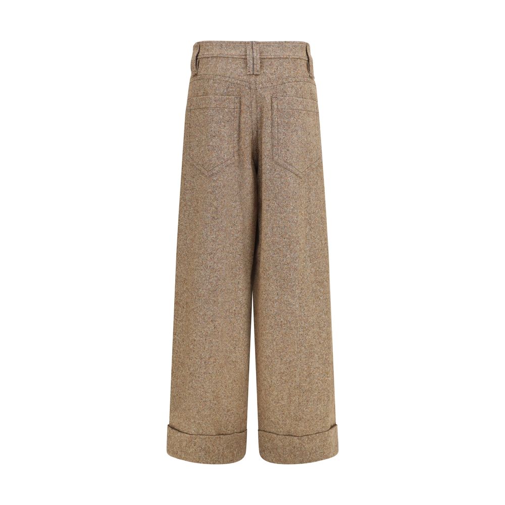 Brunello Cucinelli Beige Wool Oves Aries Casual Pants | Regal Royce