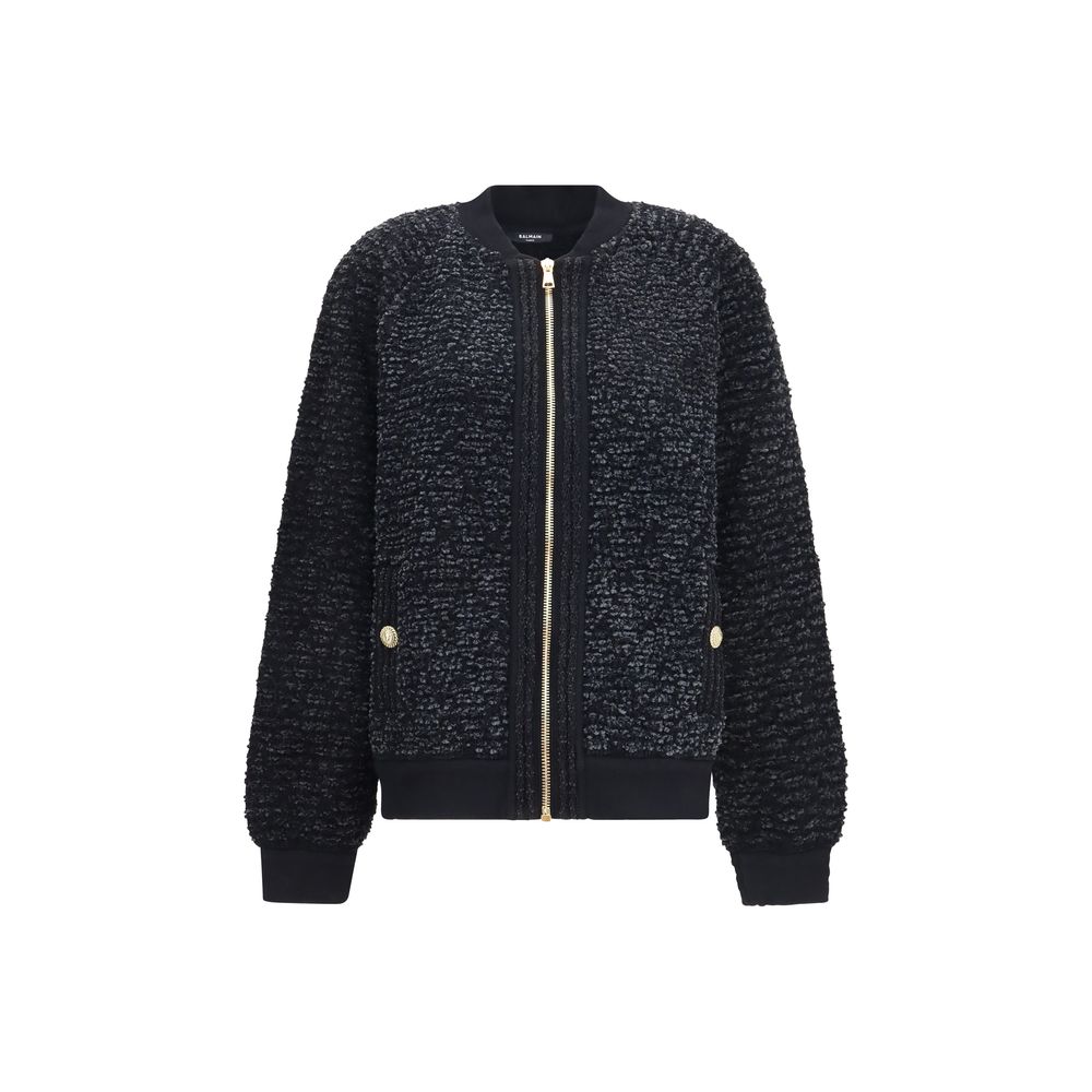 Balmain Black Viscose Bomber | Regal Royce
