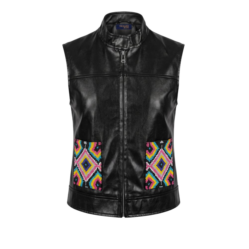 Trussardi Jeans Black Polyester Women Jacket | Regal Royce