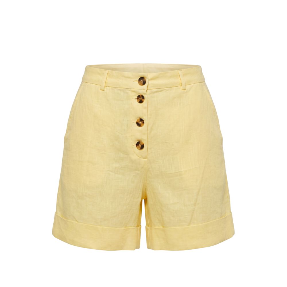 Trussardi Jeans Yellow Flax Women Shorts | Regal Royce