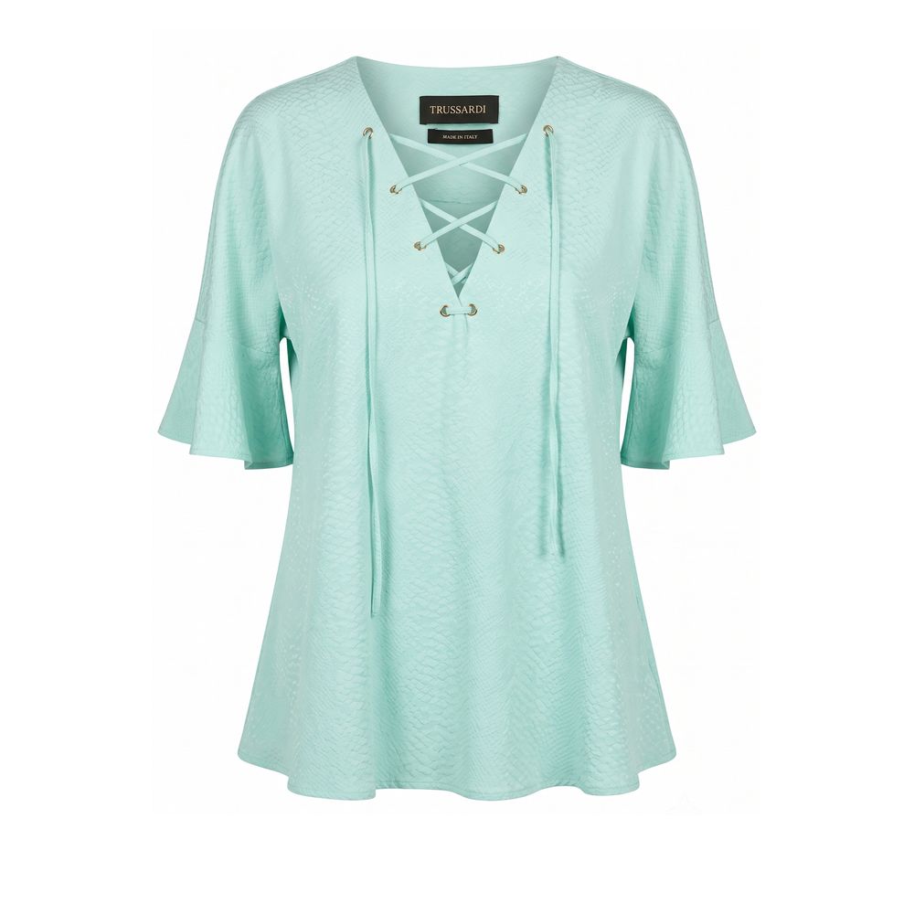 Trussardi Light Blue Cotton Women Shirt | Regal Royce