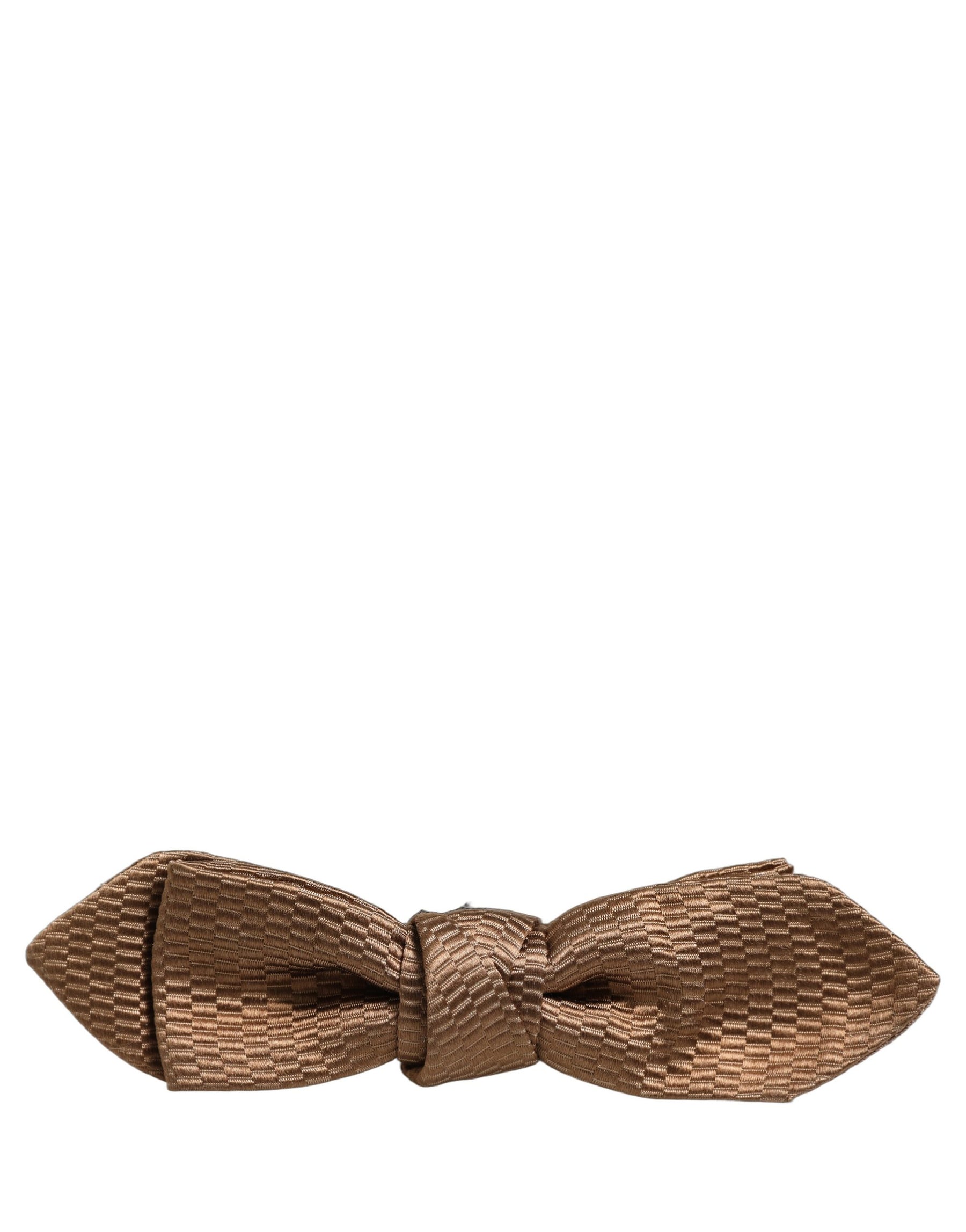 Dolce & Gabbana Men Brown Gold Silk Adjustable Neck Papillon Bow Tie | Regal Royce