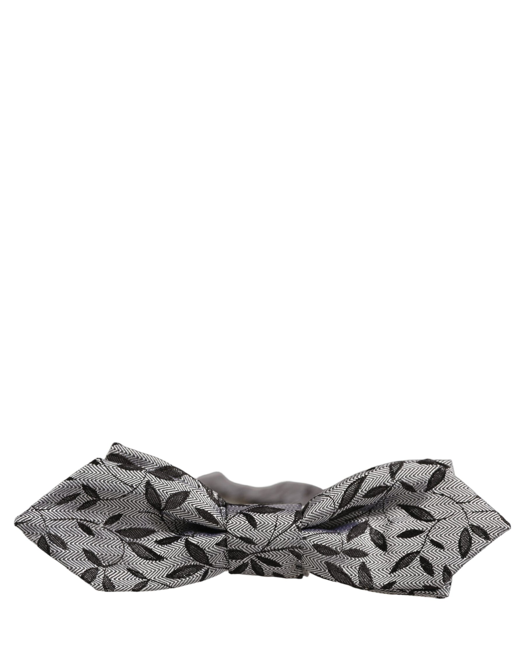 Dolce & Gabbana Men Gray Abstract Silk Adjustable Neck Papillon Bow Tie | Regal Royce