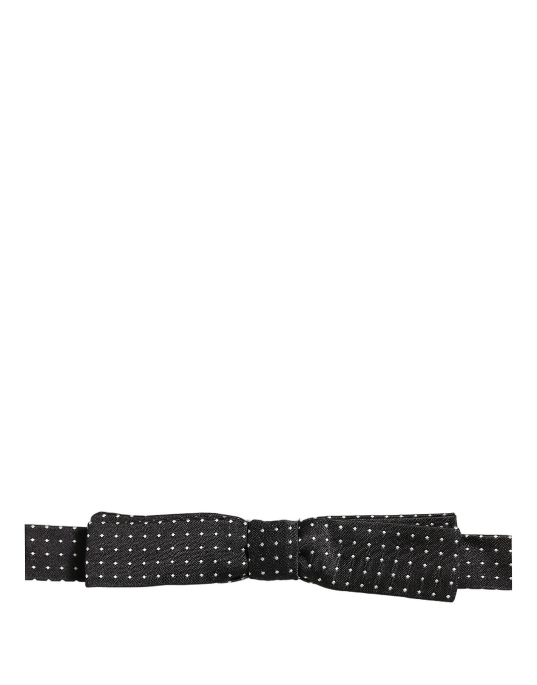 Dolce & Gabbana Black White Polka Dot Adjustable Neck Papillon Bow Tie | Regal Royce