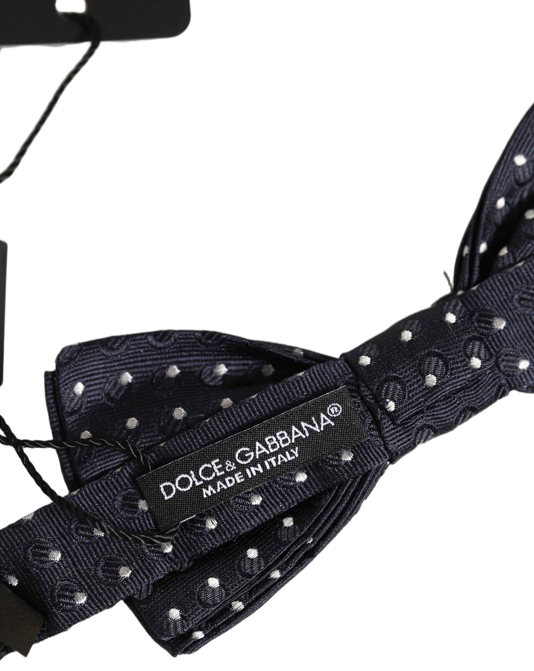 Dolce & Gabbana Black White Polka Dot Adjustable Neck Papillon Bow Tie | Regal Royce