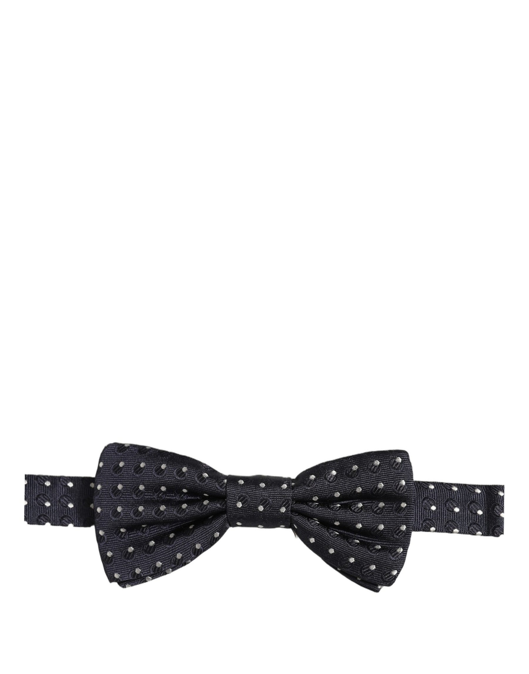 Dolce & Gabbana Black White Polka Dot Adjustable Neck Papillon Bow Tie | Regal Royce