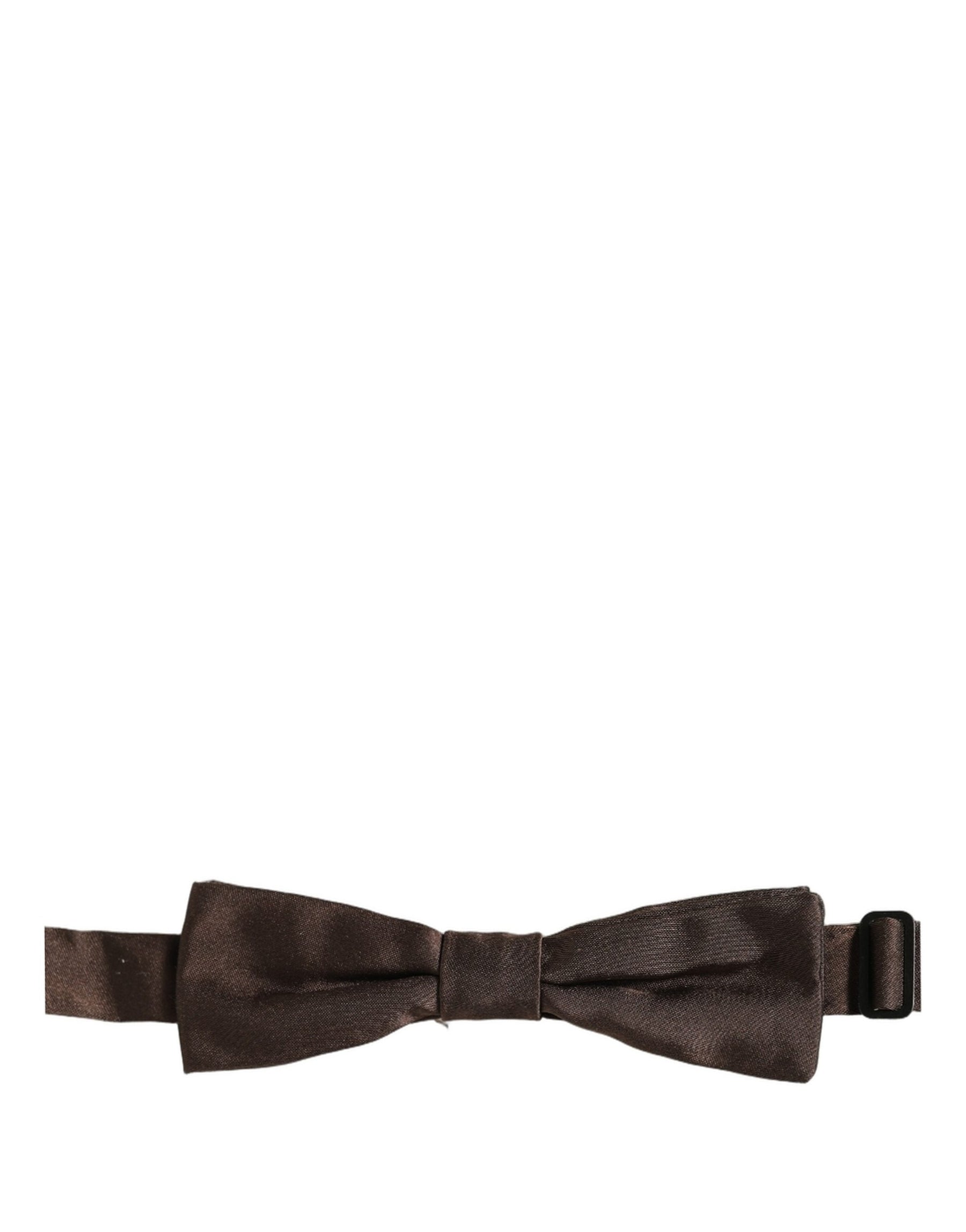 Dolce & Gabbana Men Brown 100% Silk Adjustable Neck Papillon Bow Tie | Regal Royce
