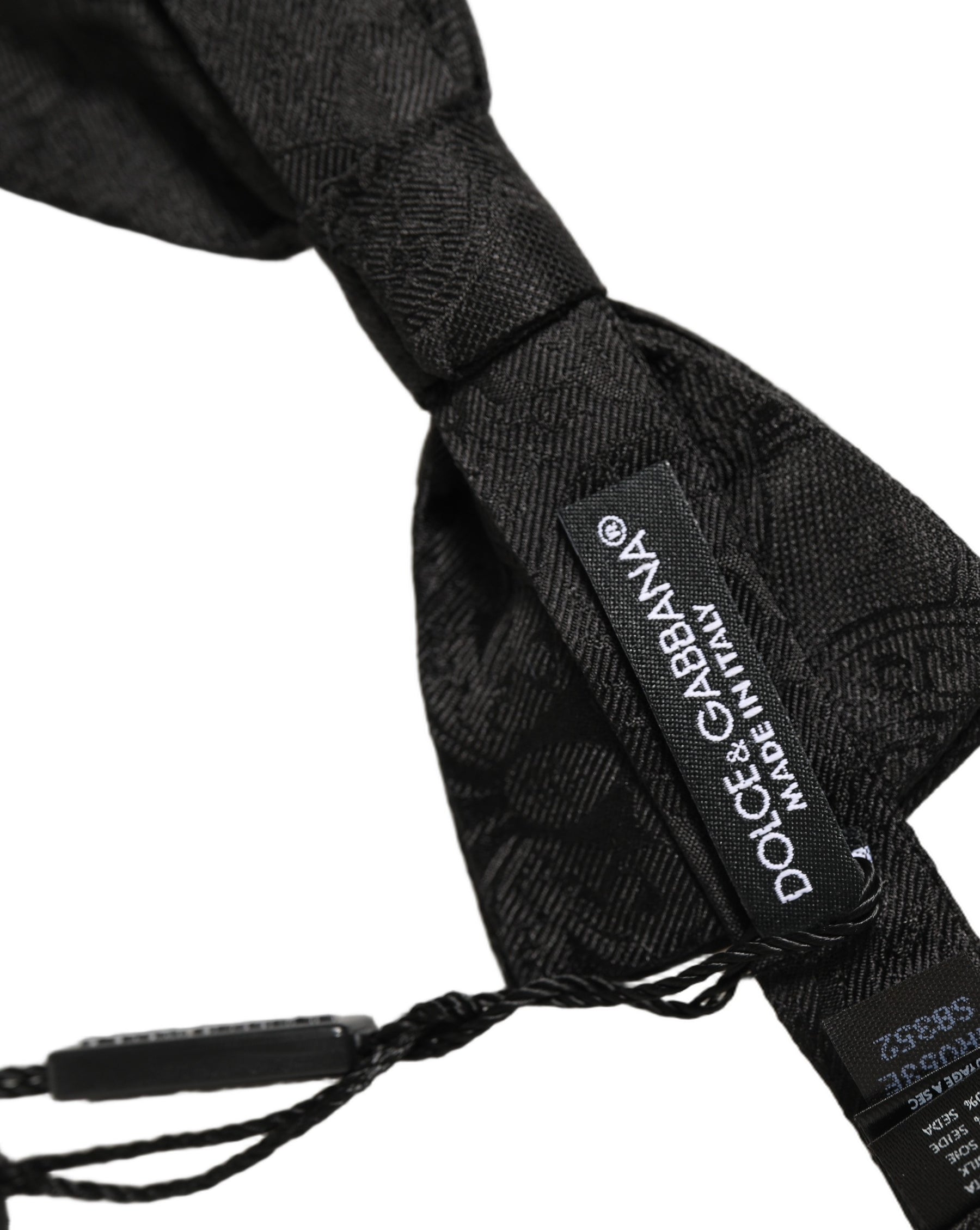 Dolce & Gabbana Men Black Paisley Silk Adjustable Neck Papillon Bow Tie | Regal Royce