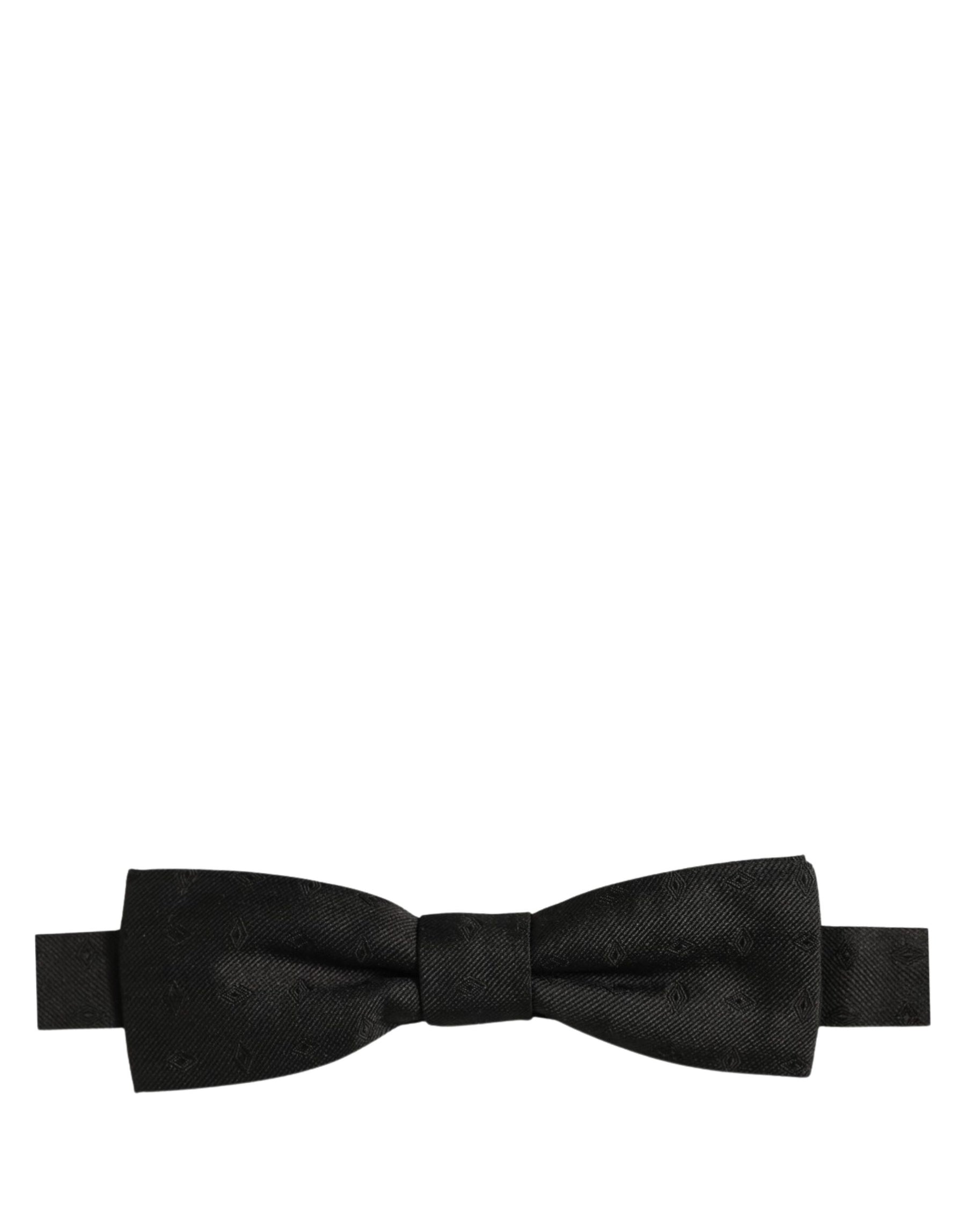 Dolce & Gabbana Men Black 100% Silk Adjustable Neck Papillon Bow Tie | Regal Royce