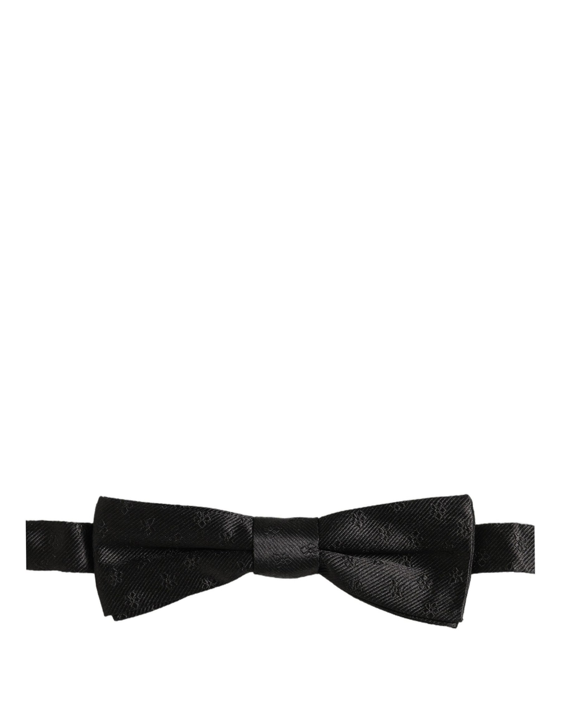Dolce & Gabbana Men Black Floral Silk Adjustable Neck Papillon Bow Tie | Regal Royce