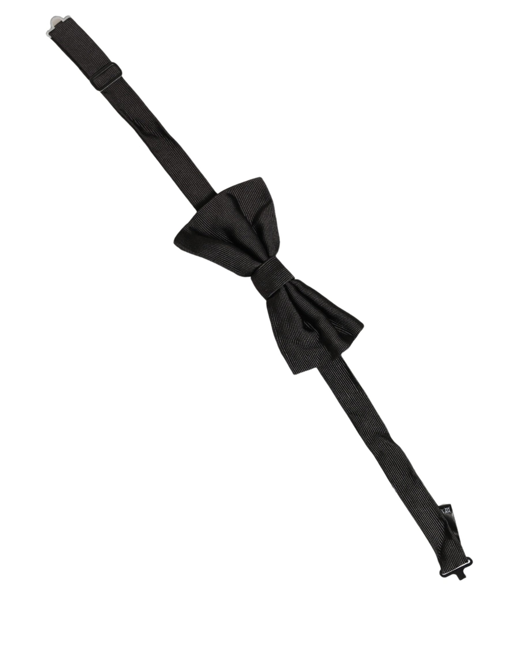 Dolce & Gabbana Men Black 100% Silk Adjustable Neck Papillon Bow Tie | Regal Royce