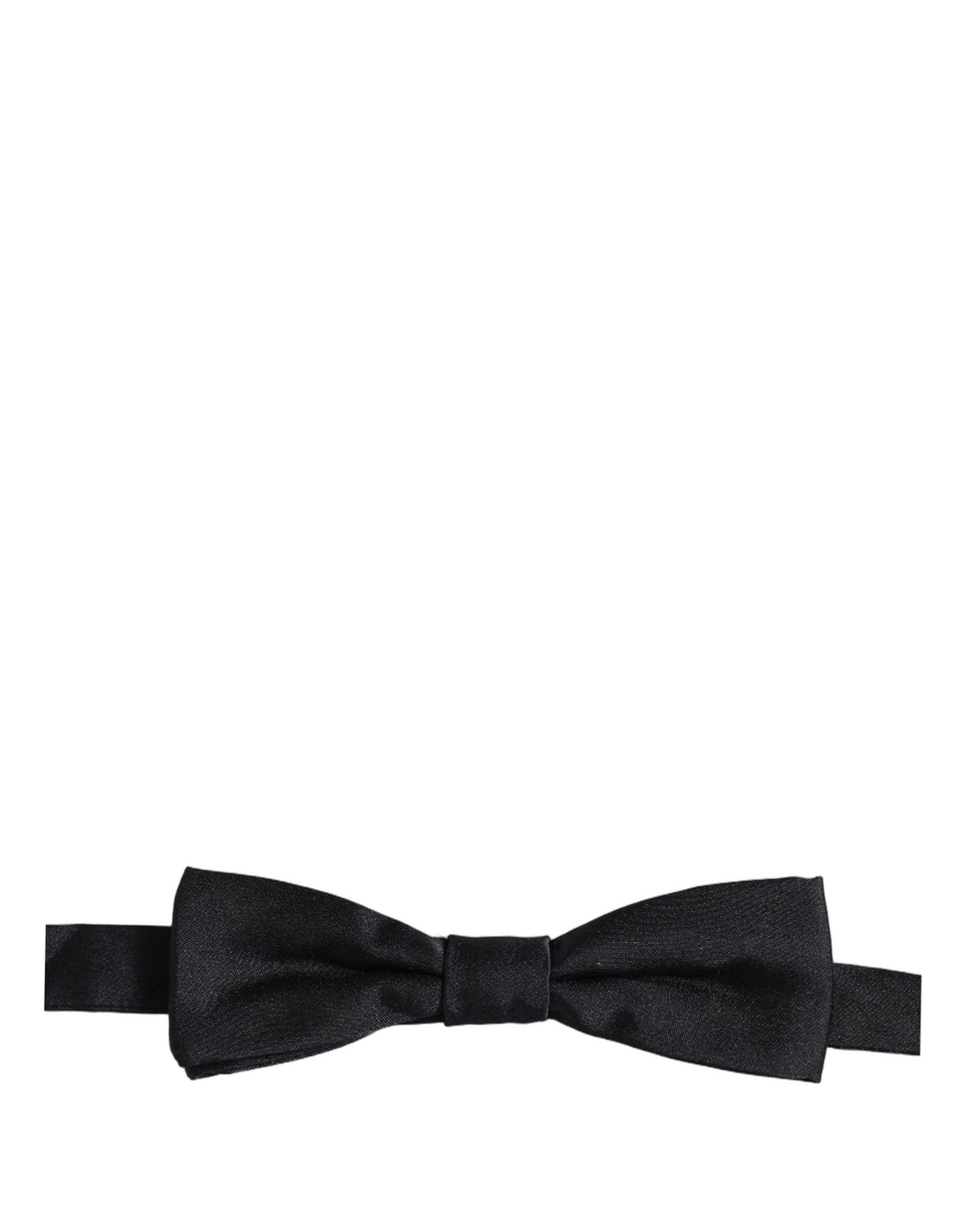 Dolce & Gabbana Men Black 100% Silk Adjustable Neck Papillon Bow Tie | Regal Royce