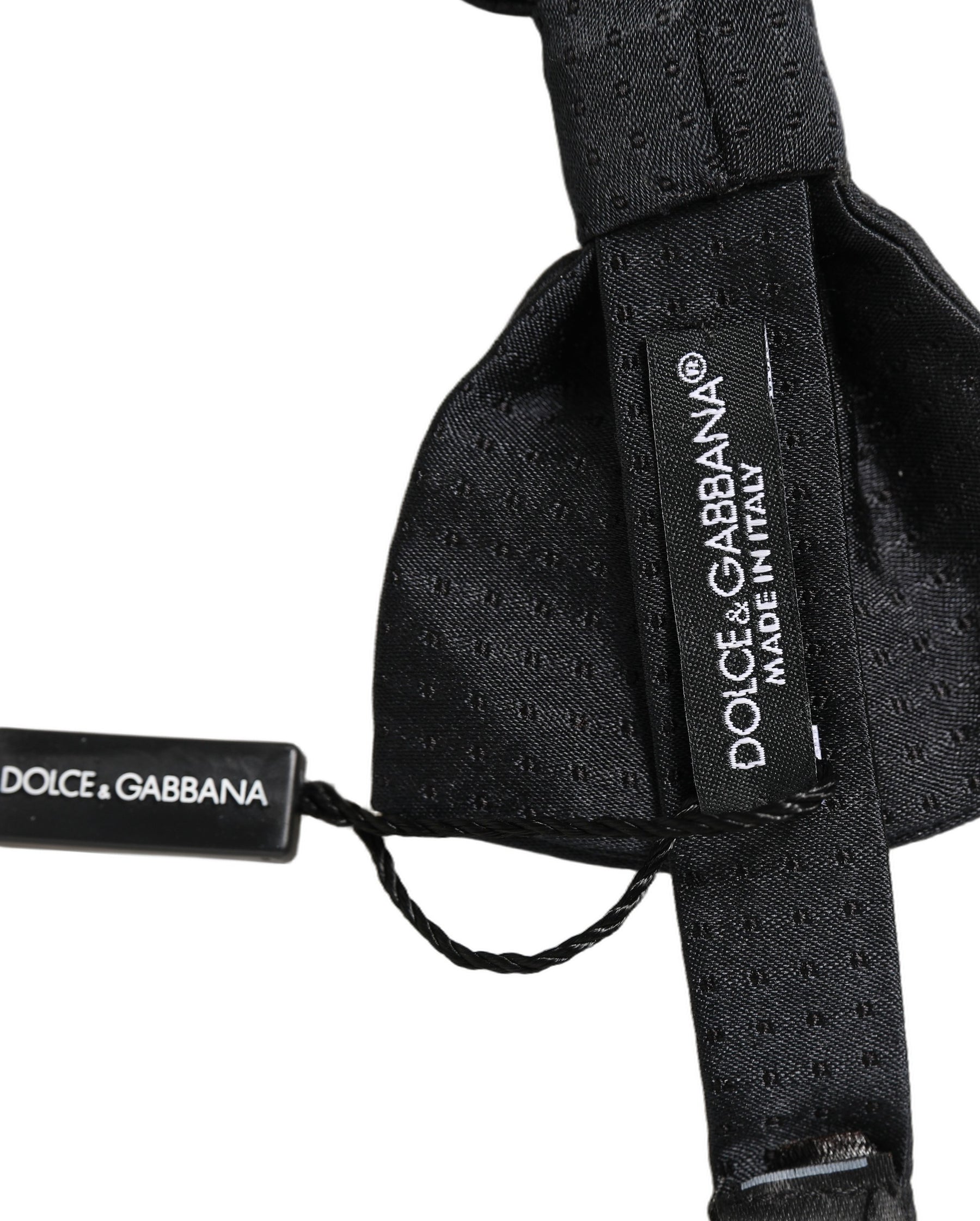Dolce & Gabbana Men Black 100% Silk Adjustable Neck Papillon Bow Tie | Regal Royce