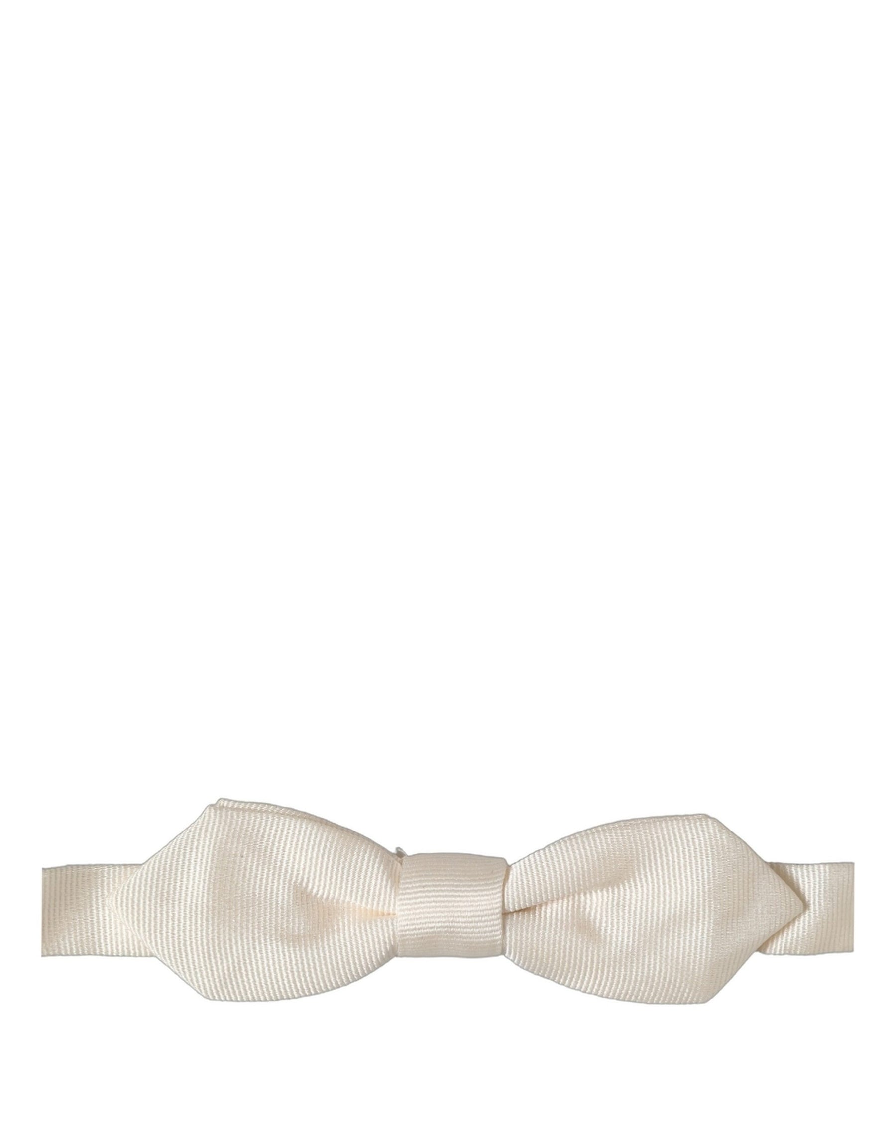 Dolce & Gabbana Men White 100% Silk Adjustable Neck Papillon Bow Tie | Regal Royce