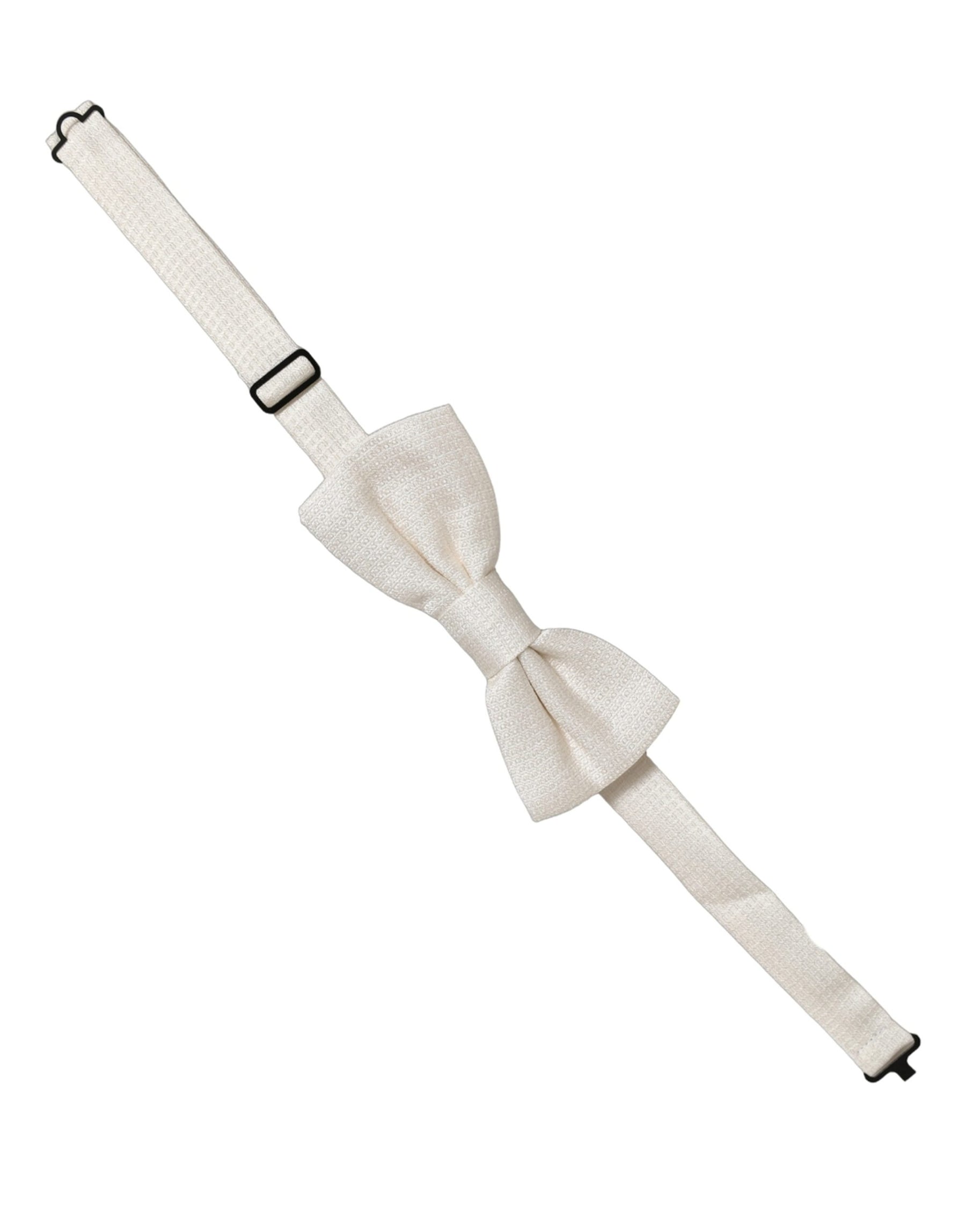 Dolce & Gabbana Men Off White Silk Adjustable Neck Papillon Bow Tie | Regal Royce