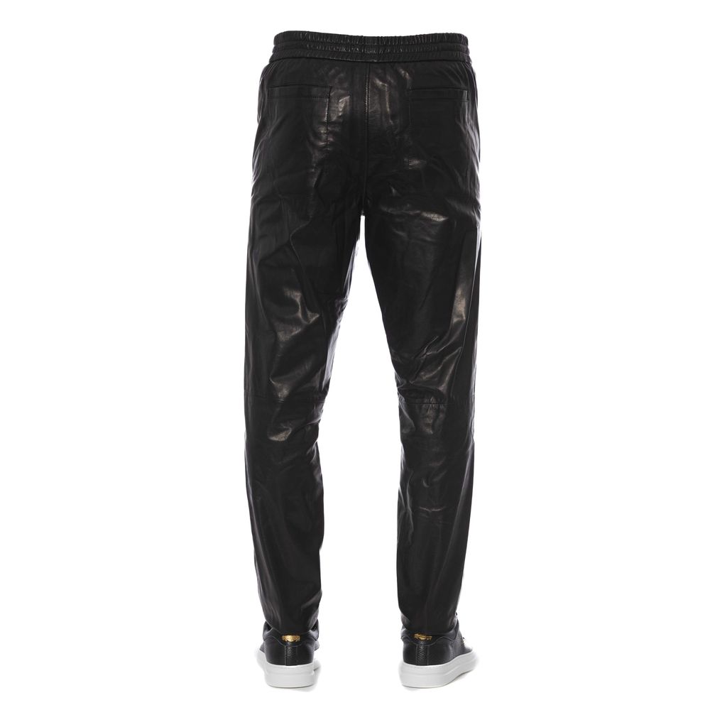 Trussardi Black Lamb Leather Men Pant | Regal Royce