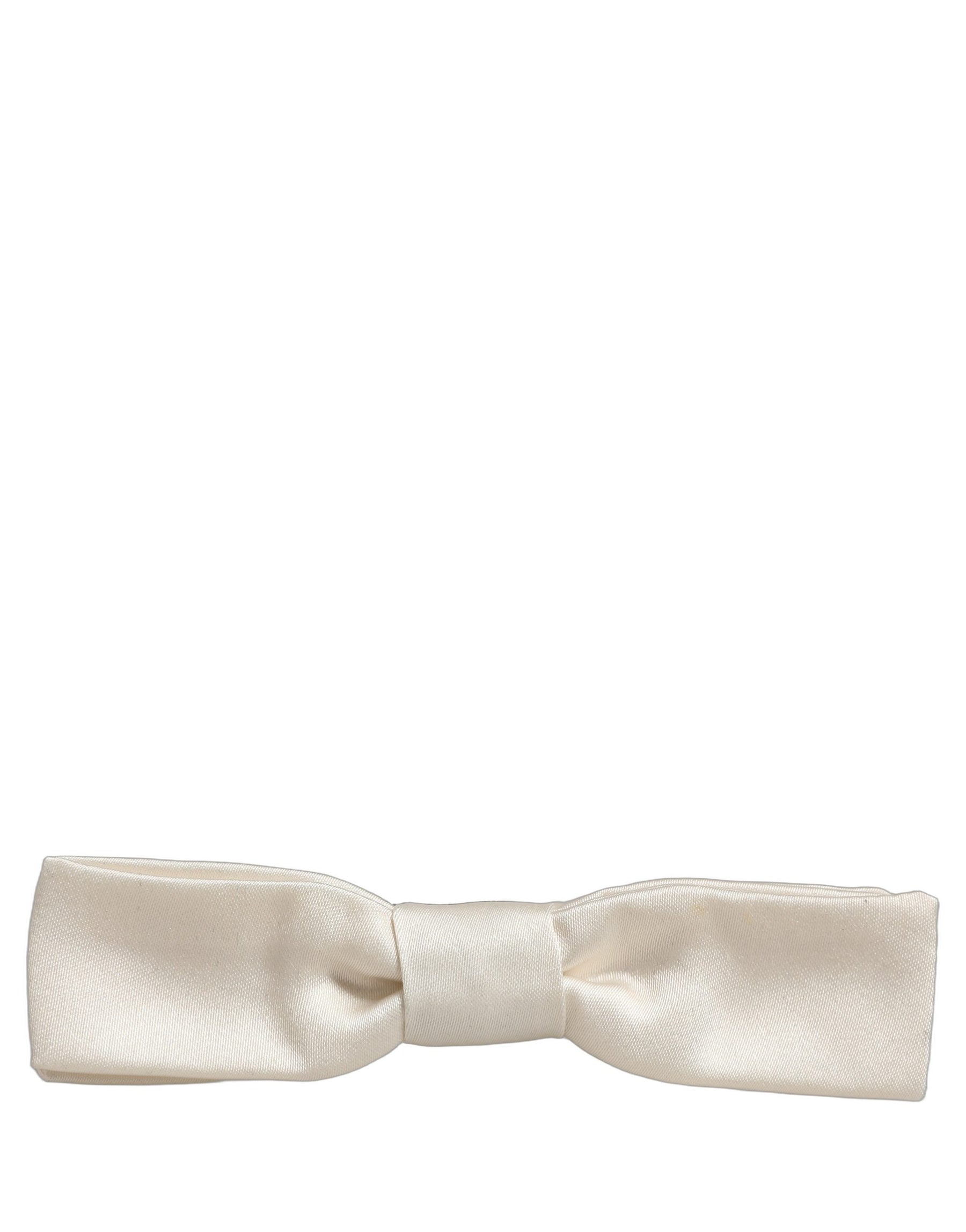 Dolce & Gabbana Men White 100% Silk Adjustable Neck Papillon Bow Tie | Regal Royce