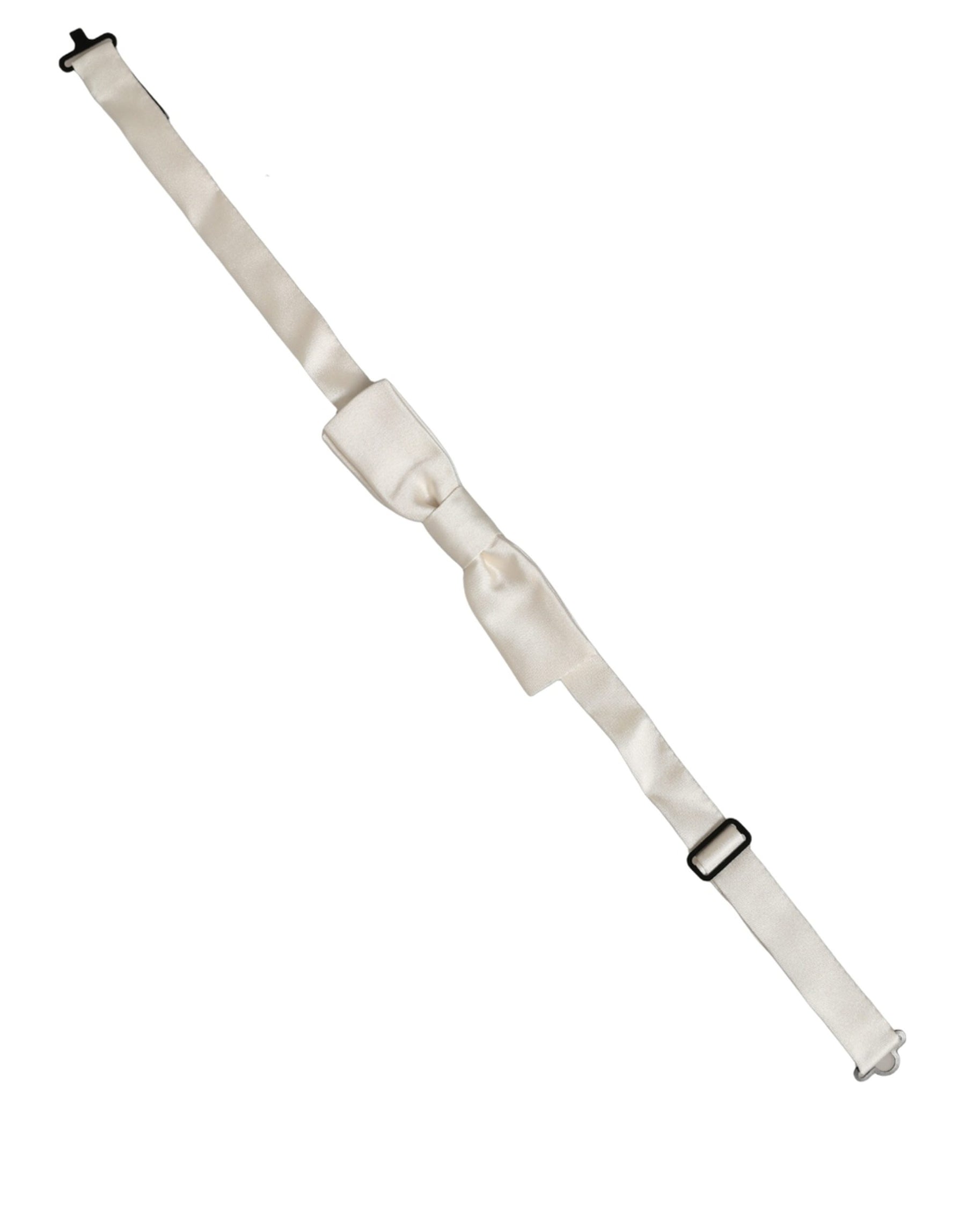 Dolce & Gabbana Men White 100% Silk Adjustable Neck Papillon Bow Tie | Regal Royce