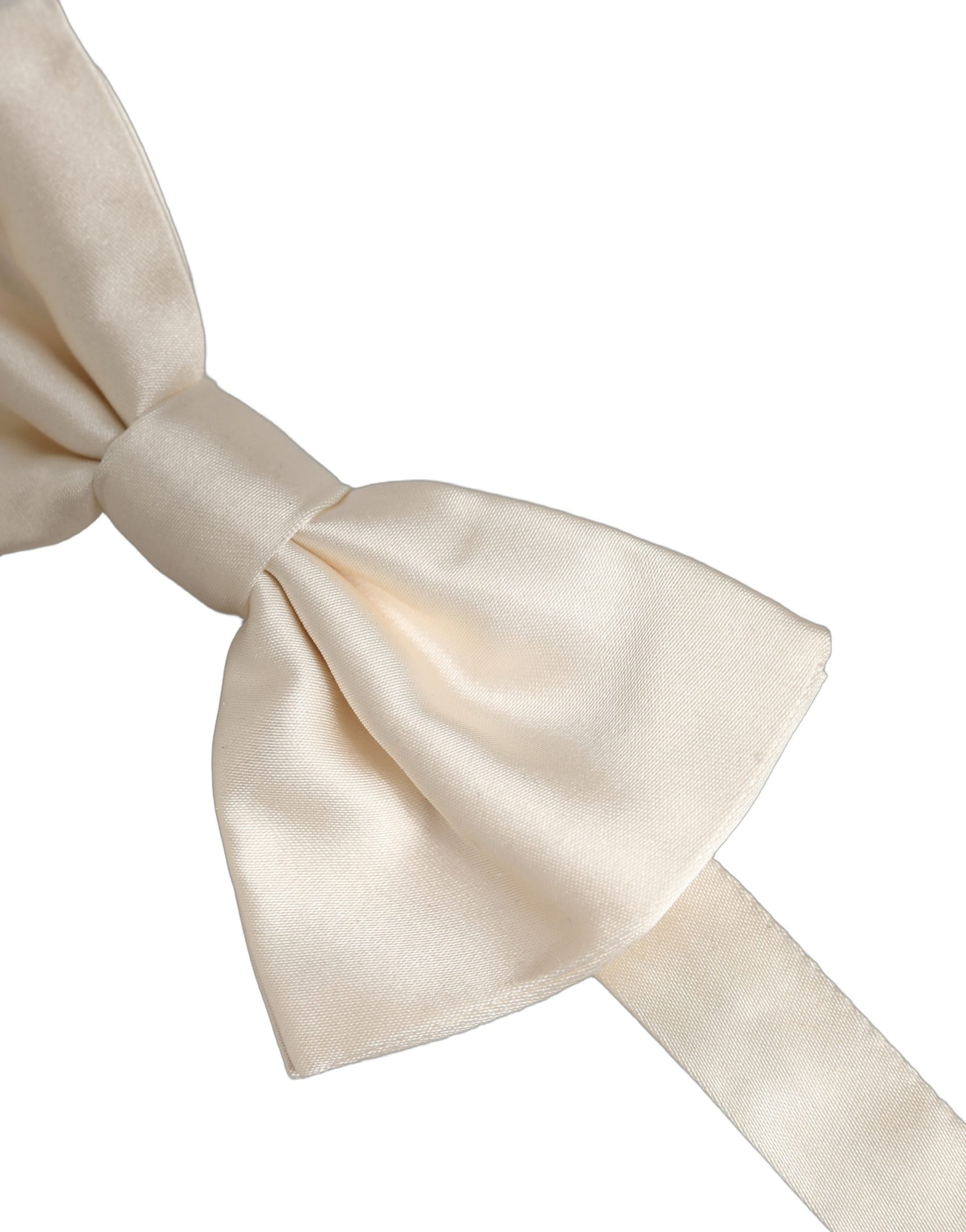 Dolce & Gabbana Men White 100% Silk Adjustable Neck Papillon Bow Tie | Regal Royce