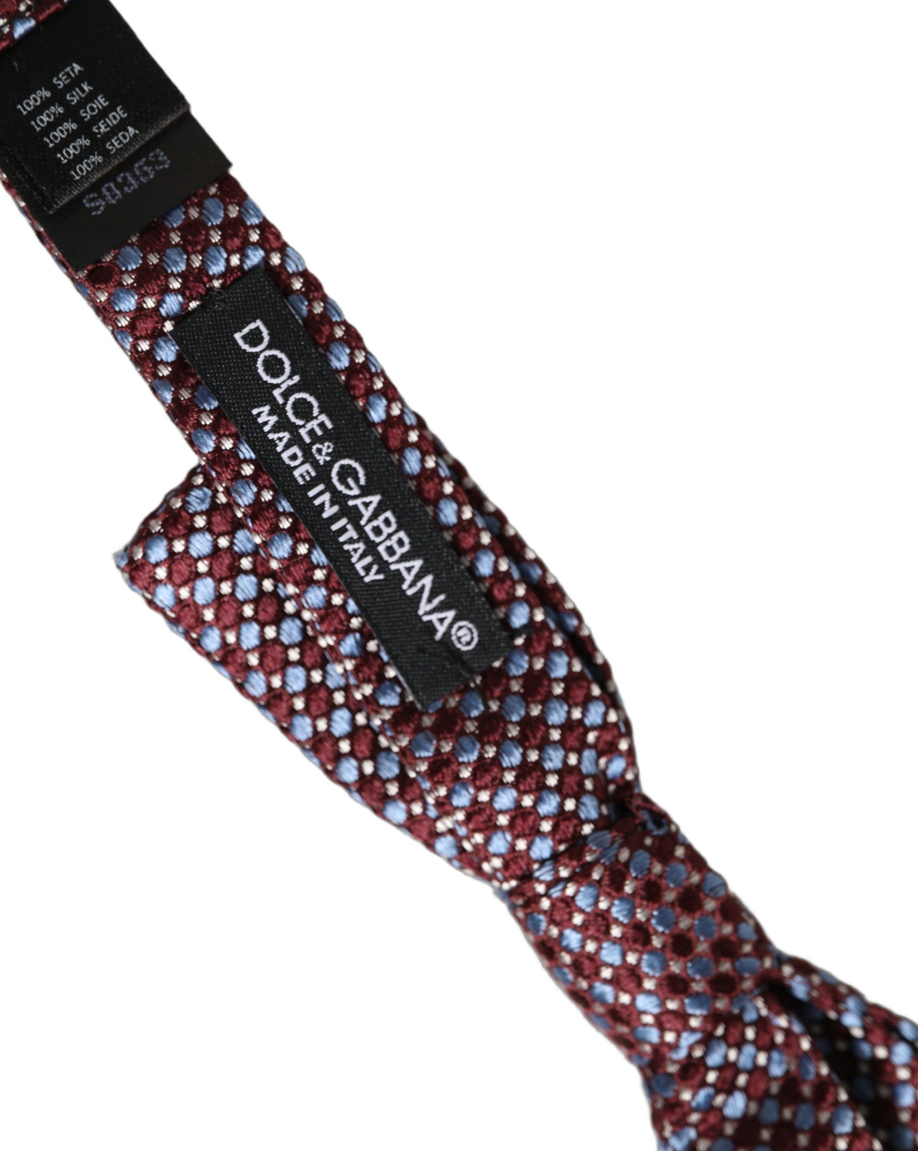 Dolce & Gabbana Blue Burgundy Woven Adjustable Neck Papillon Bow Tie | Regal Royce