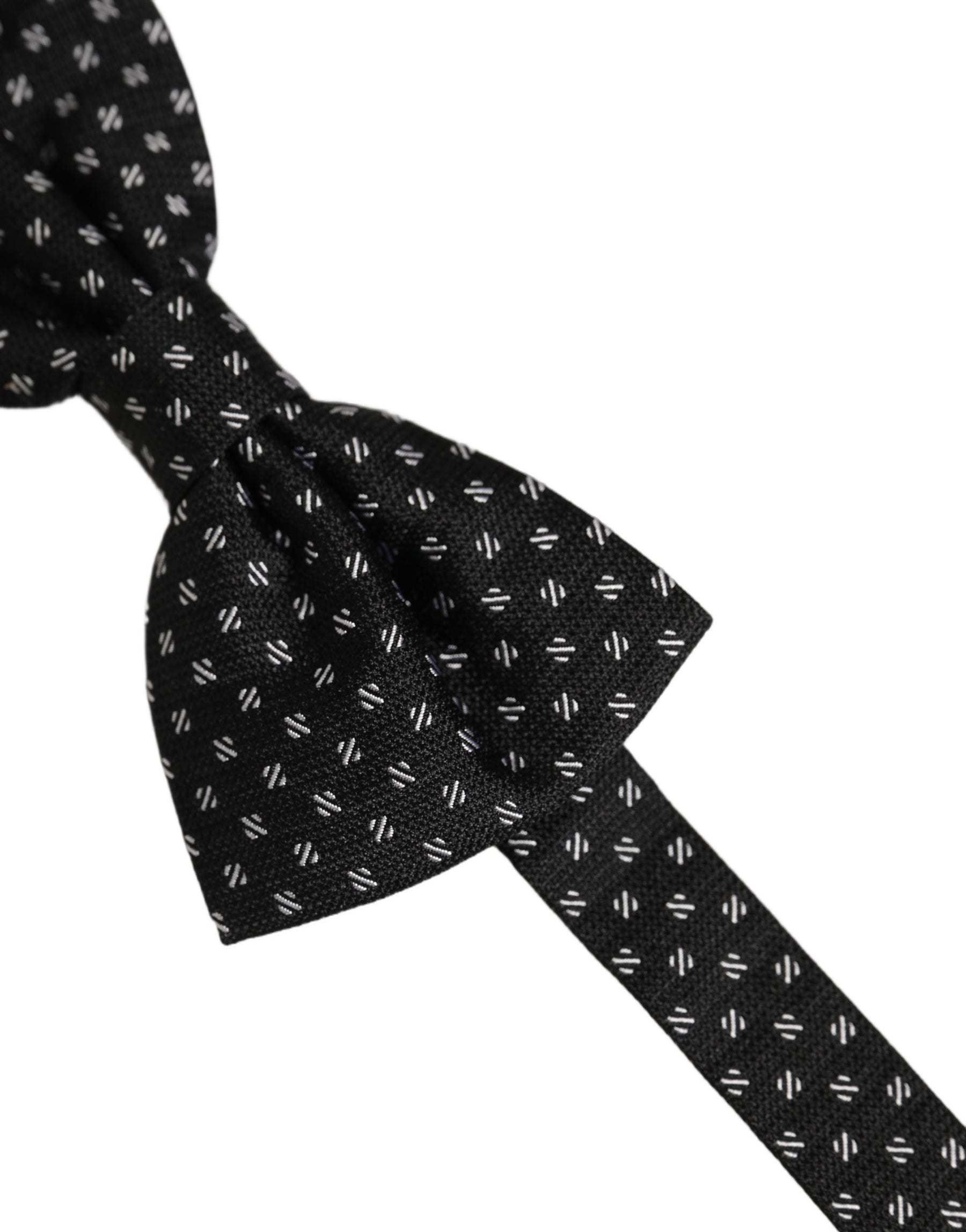 Dolce & Gabbana Men Black Patterned Adjustable Neck Papillon Bow Tie | Regal Royce