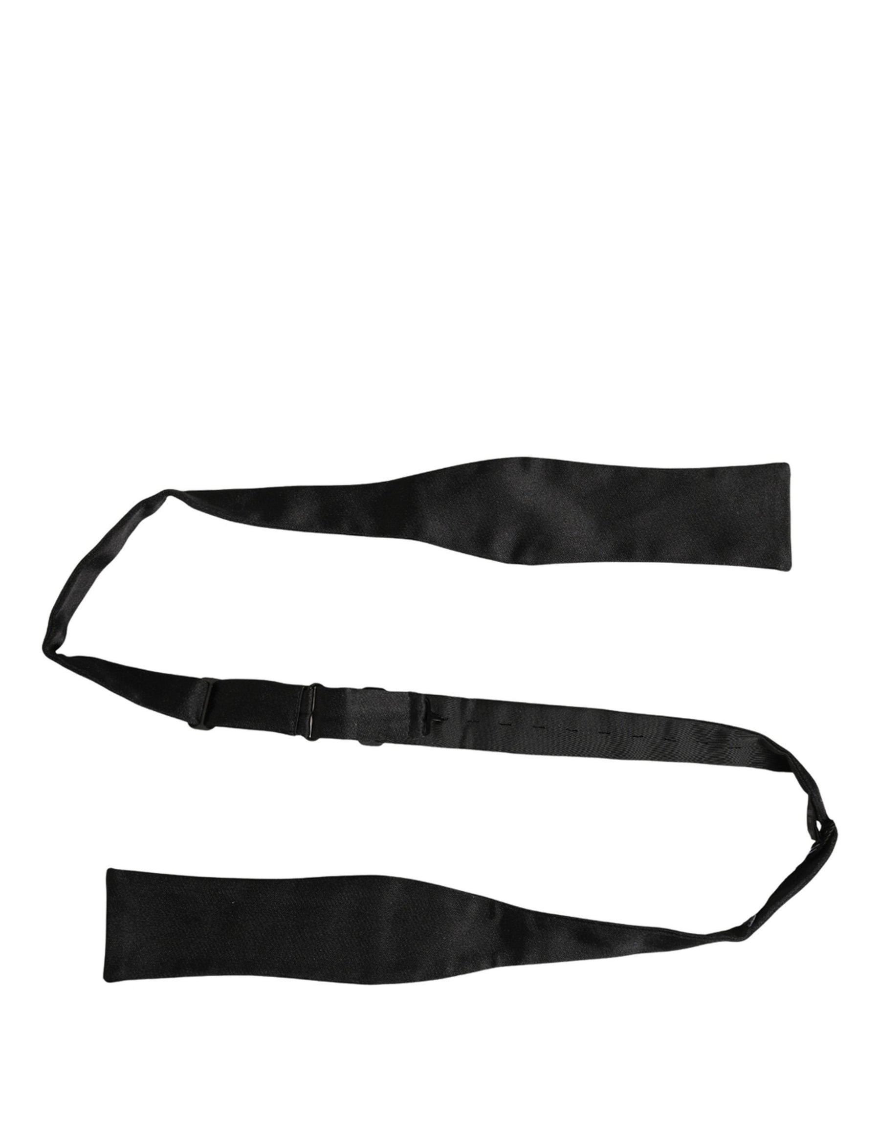 Dolce & Gabbana Men Black 100% Silk Adjustable Neck Papillon Bow Tie | Regal Royce