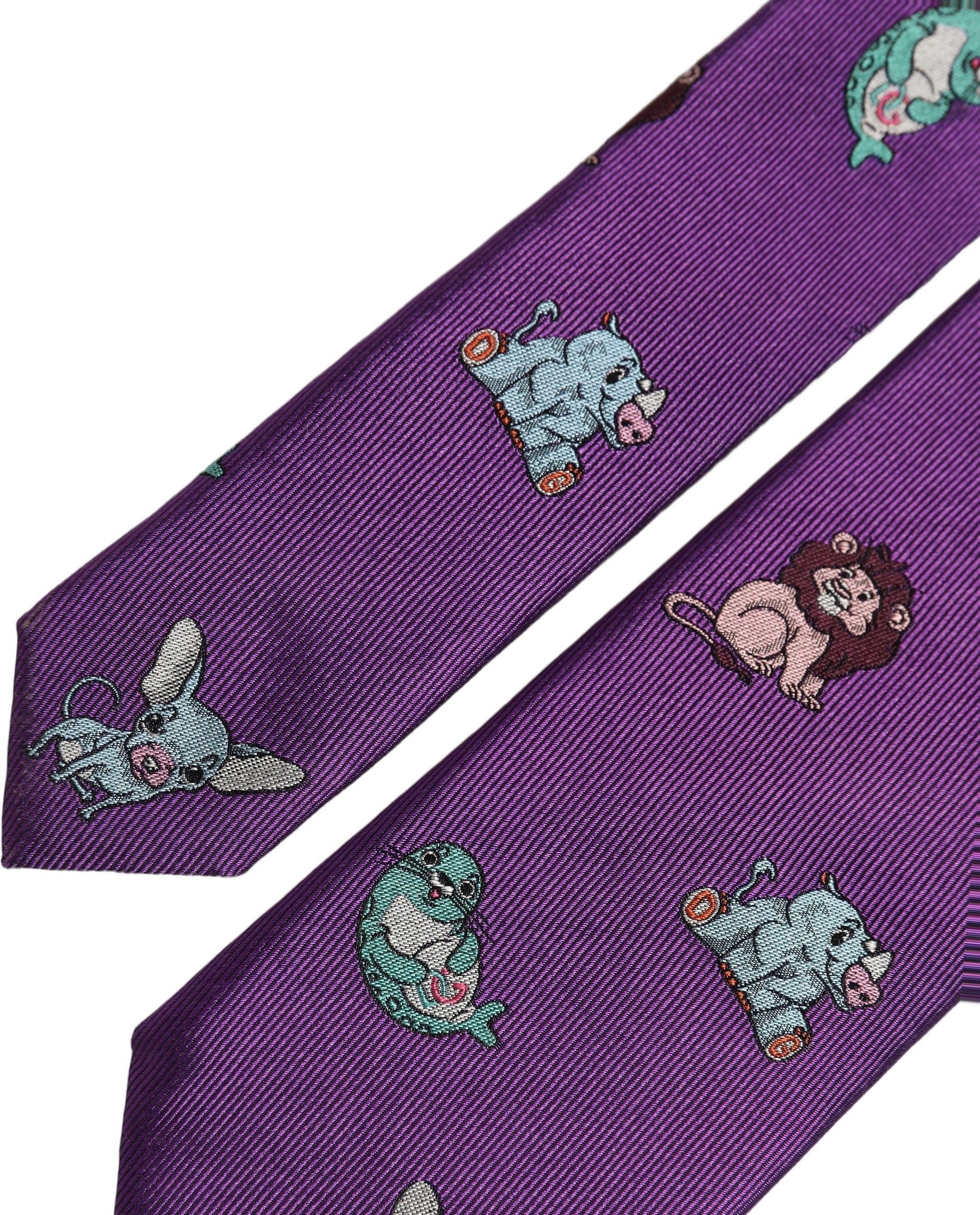 Dolce & Gabbana Men Purple Animal Print Adjustable Tied Necktie Tie | Regal Royce