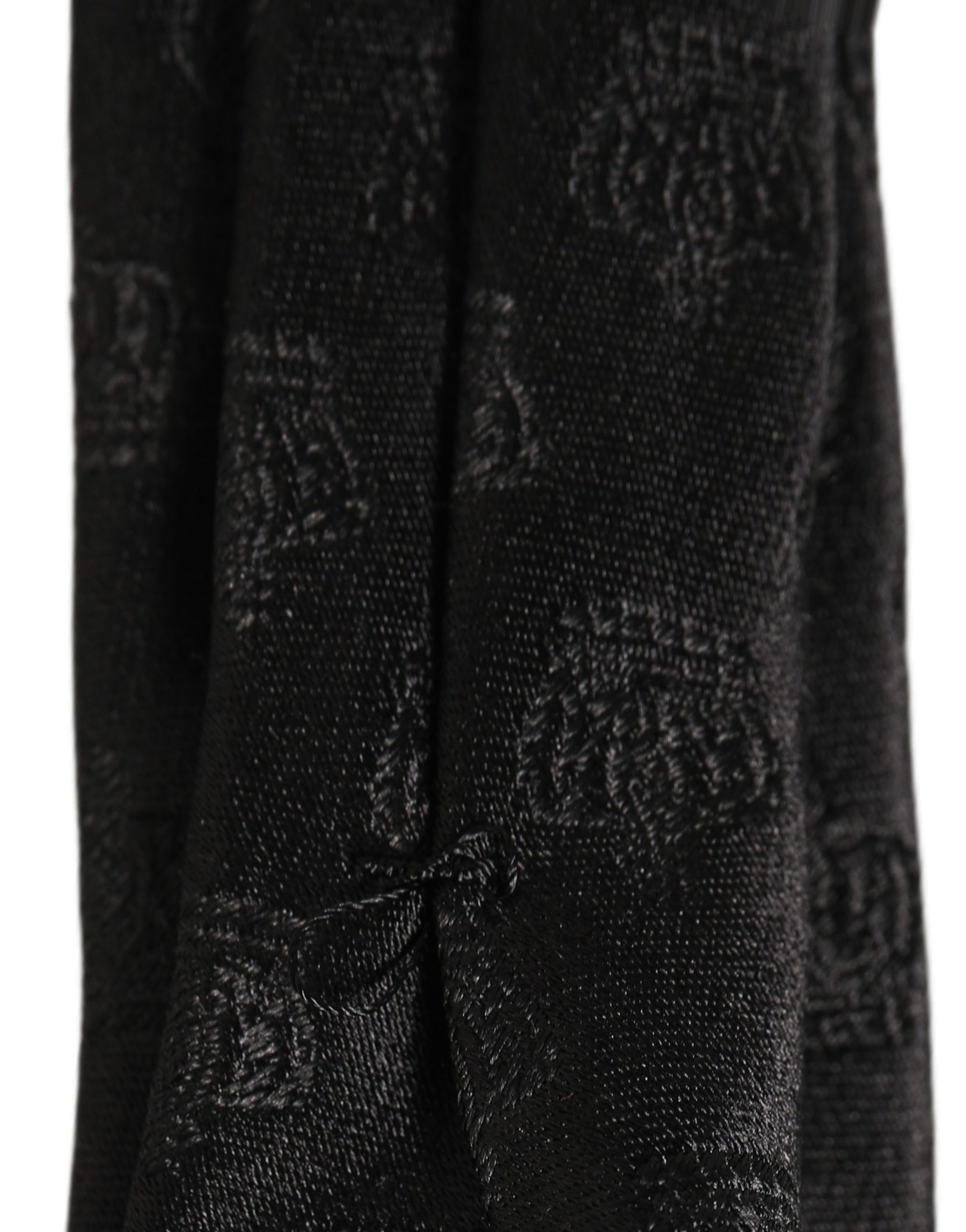 Dolce & Gabbana Men Black Crown Print Silk Adjustable Tied Necktie Tie | Regal Royce